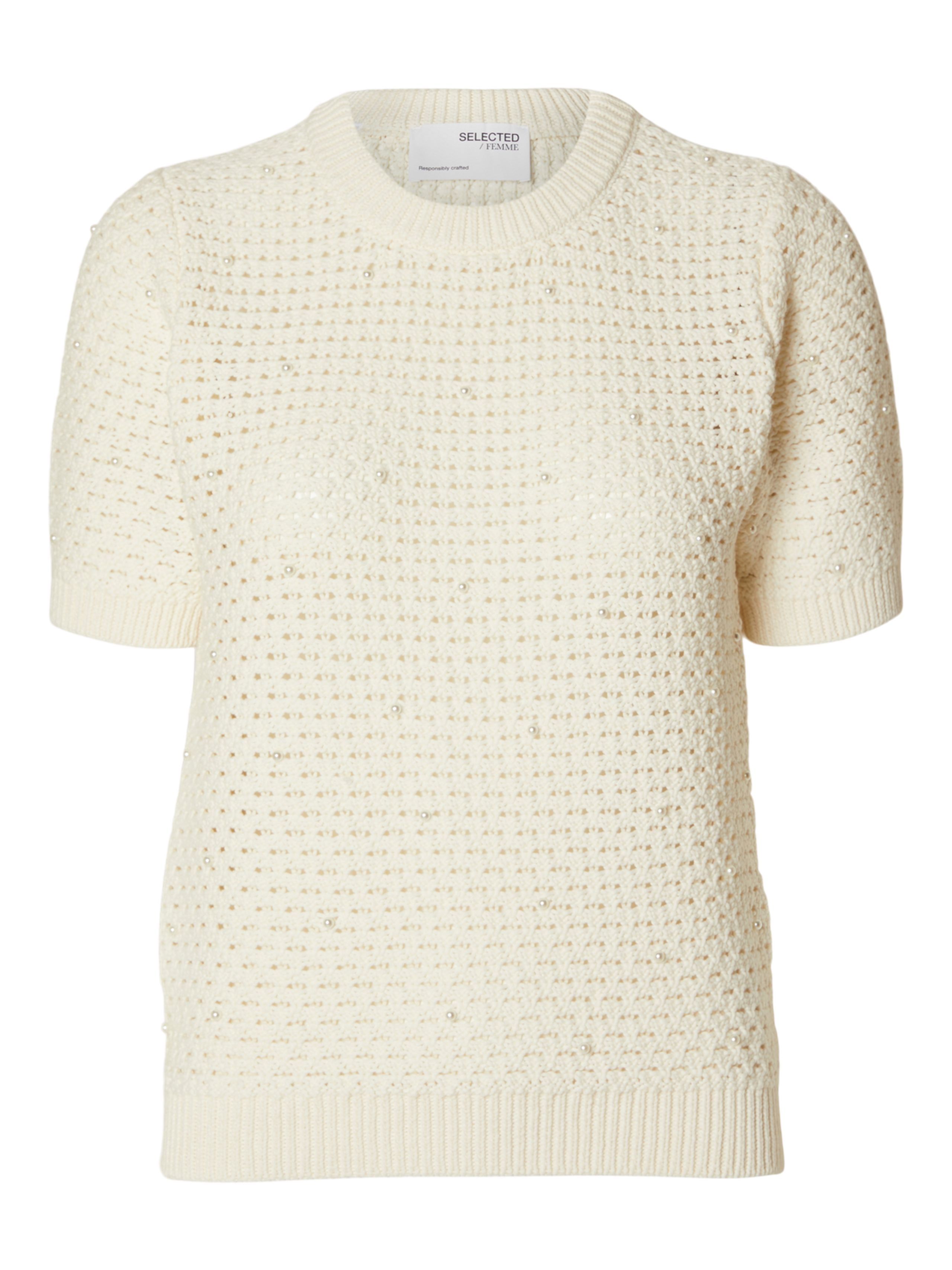 Selected Femme - Strickware - SLFPenny SS Knit O-neck - Birch