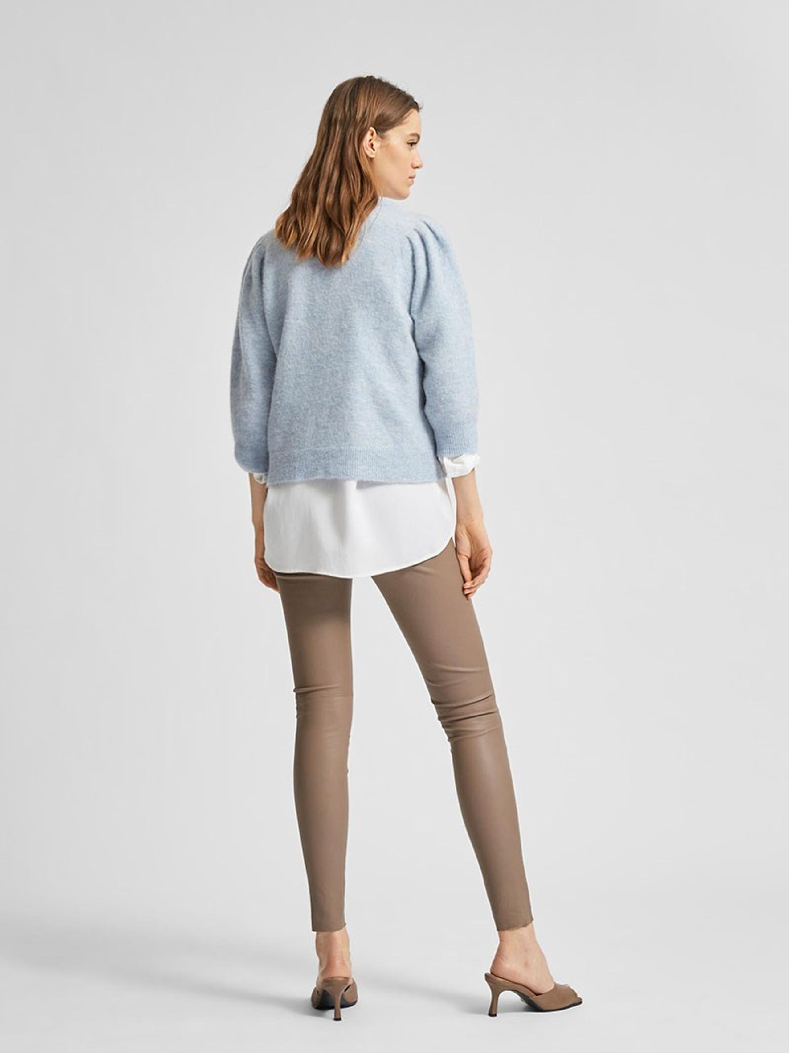 Selected Femme - Stickat - SLFSia 3/4 Knit O-Neck - Cashmere Blue