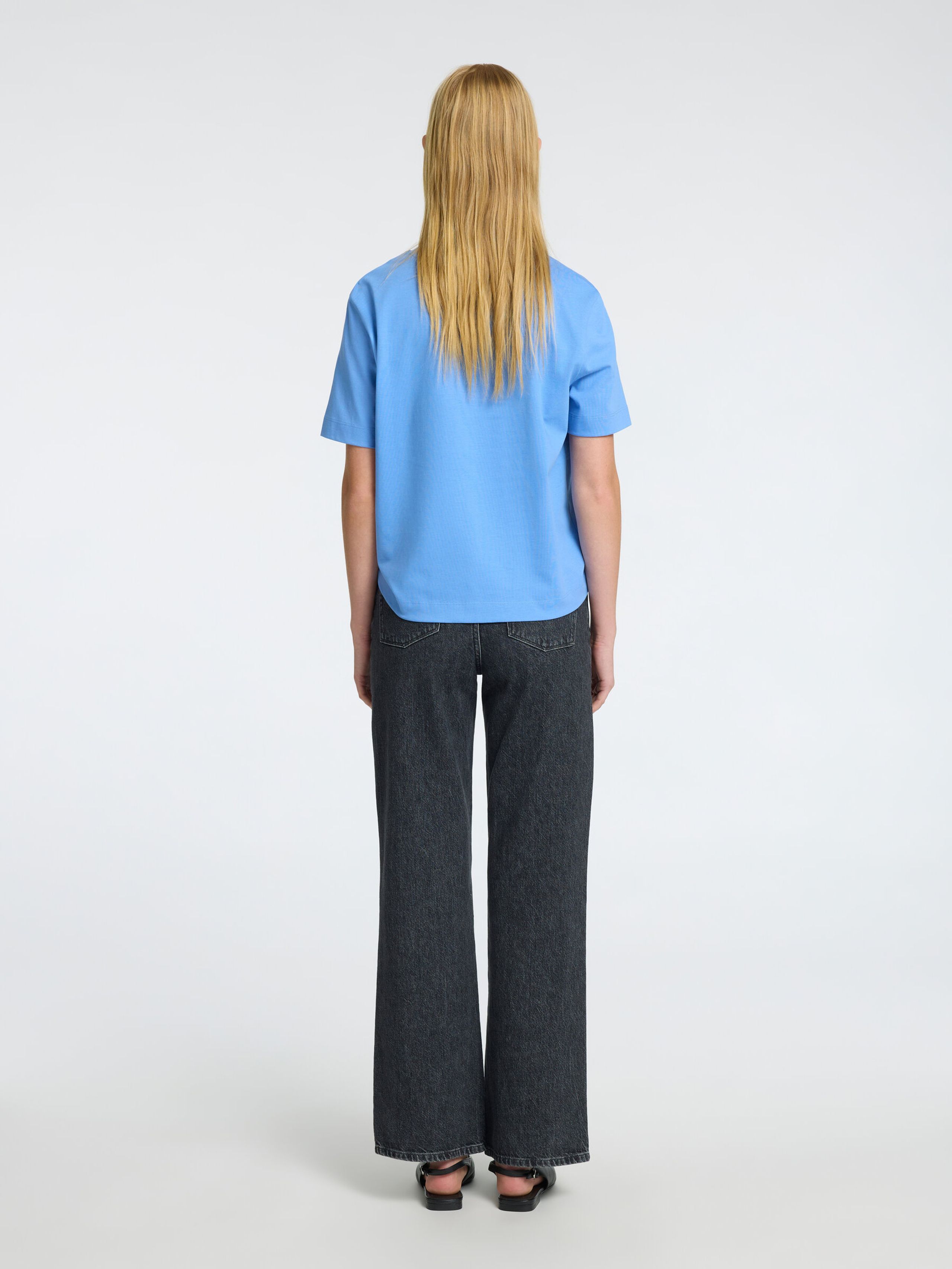 Selected Femme - T-shirt - SLFEssential SS Boxy Tee NOOS - Cornflower Blue
