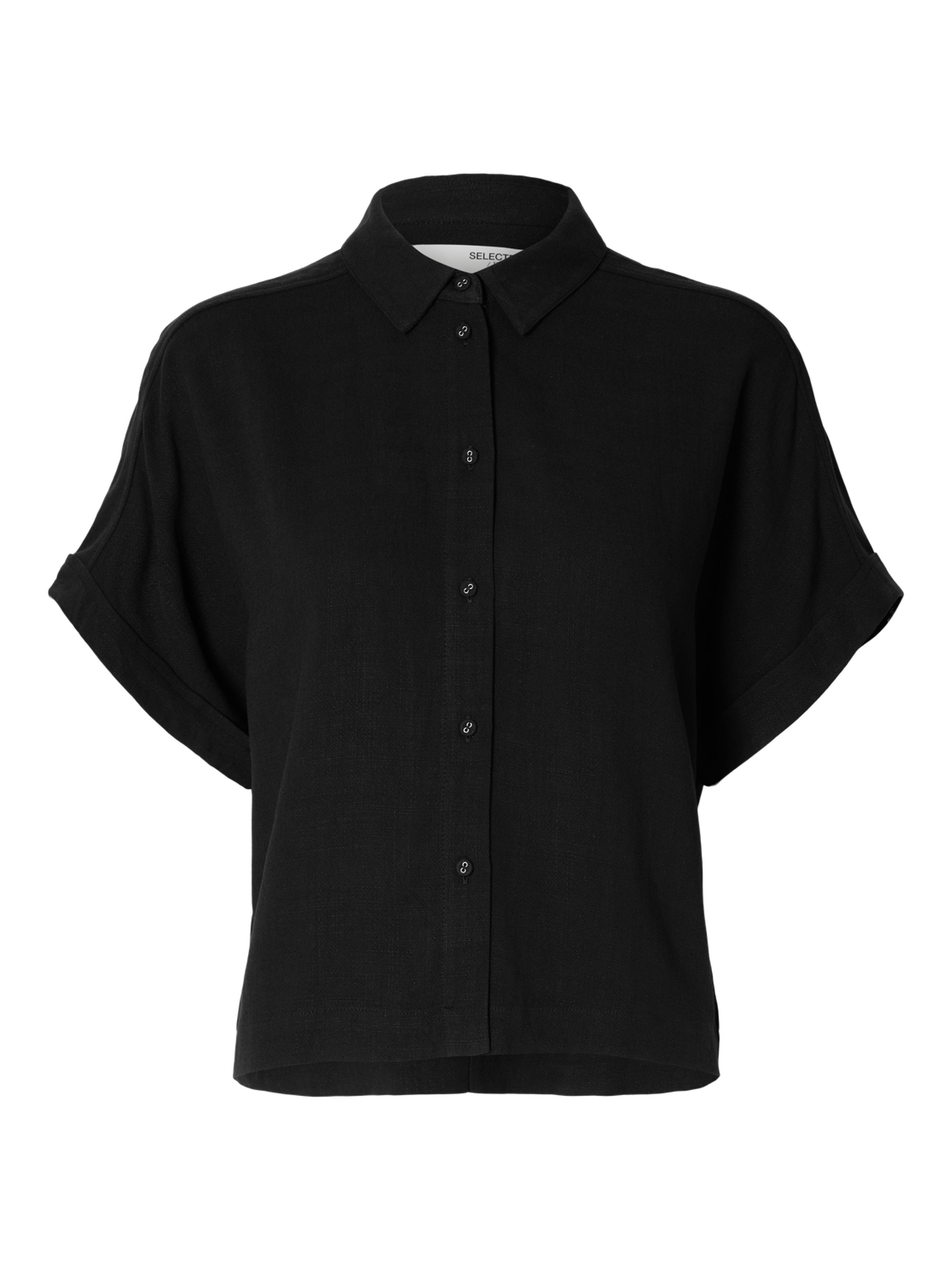 Selected Femme - Tričko - SLFViva SS Cropped Shirt NOOS - Black