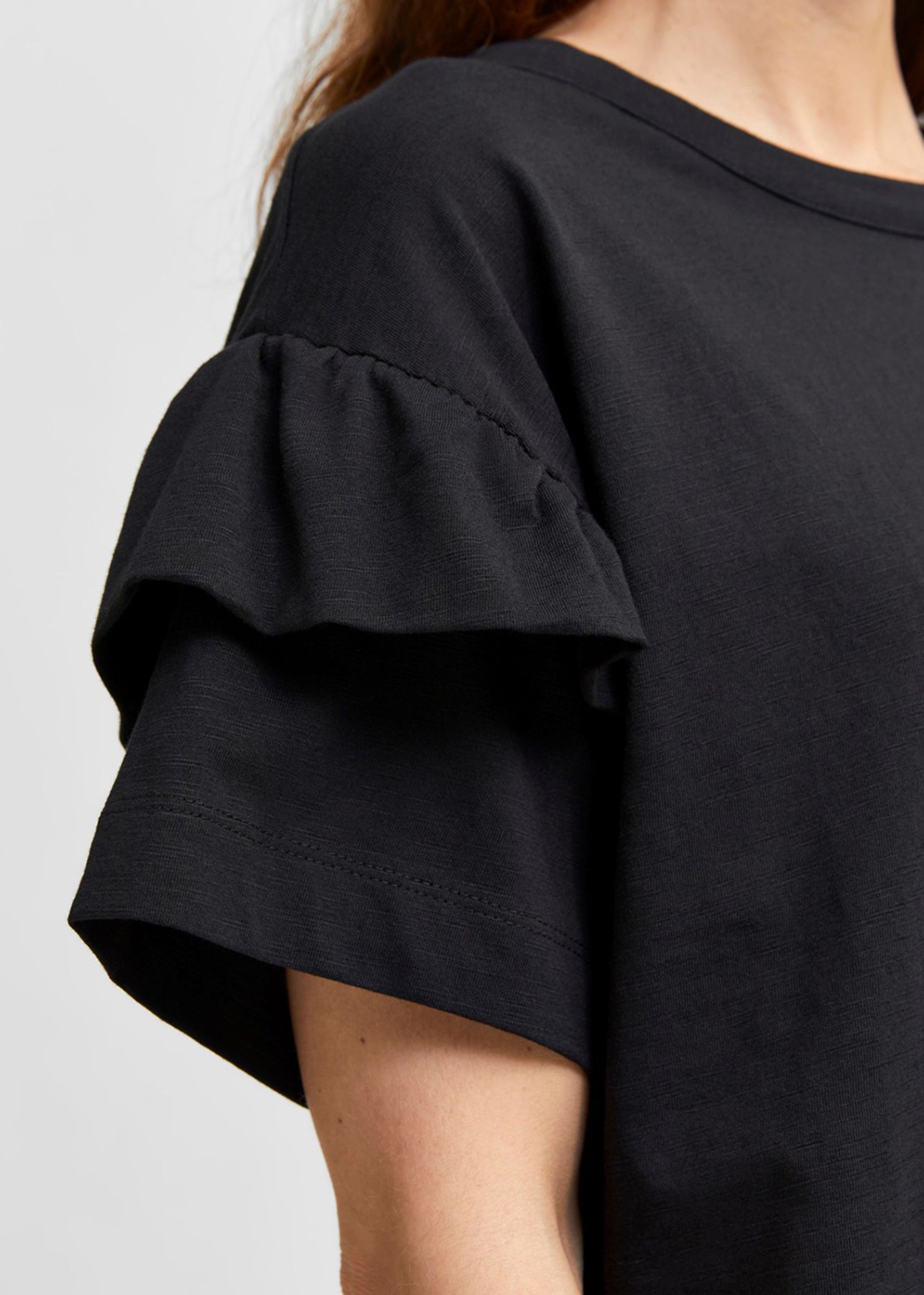 Selected Femme - T-shirt - SLFRylie SS Florence Tee - Black