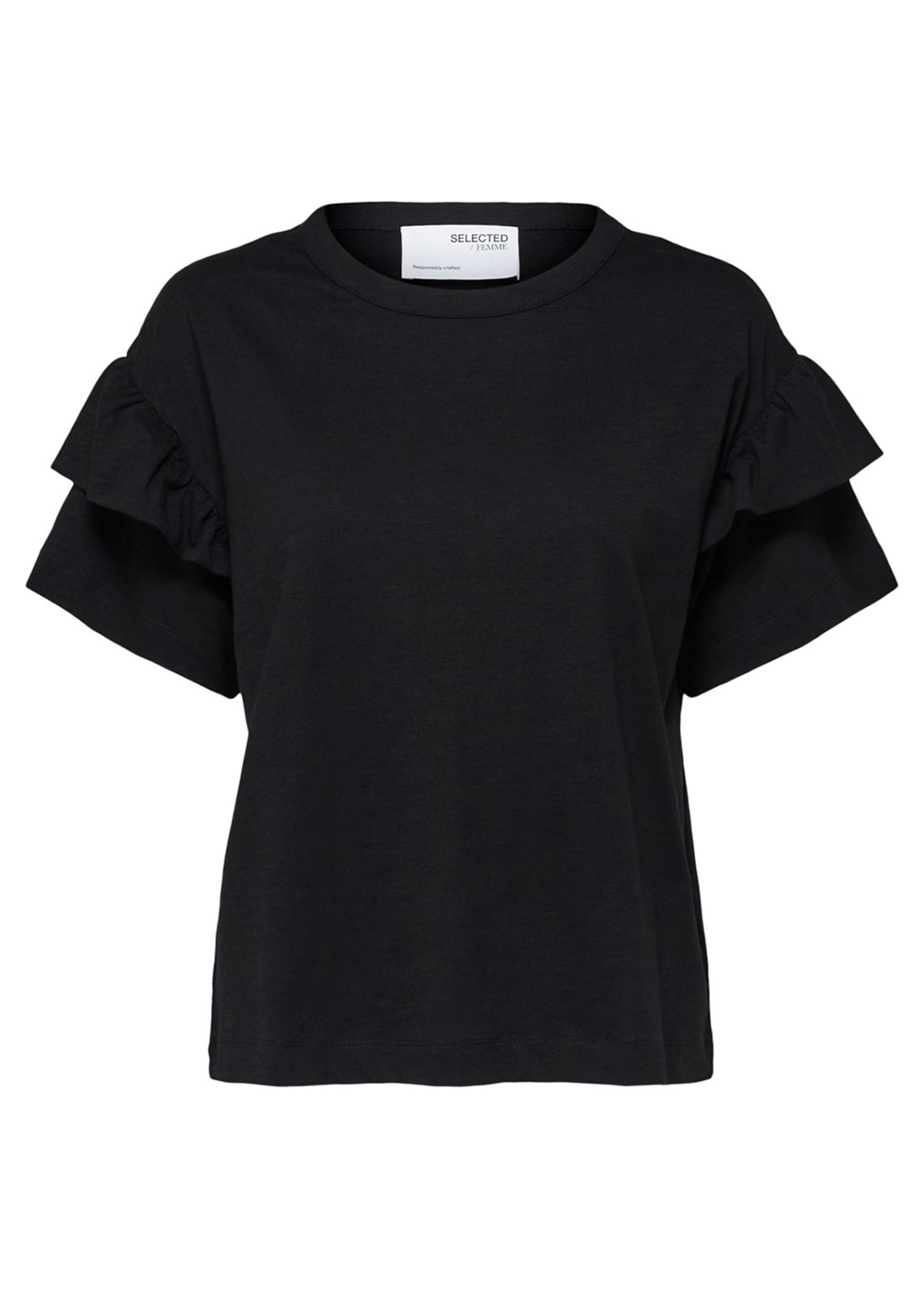 Selected Femme - T-shirt - SLFRylie SS Florence Tee - Black