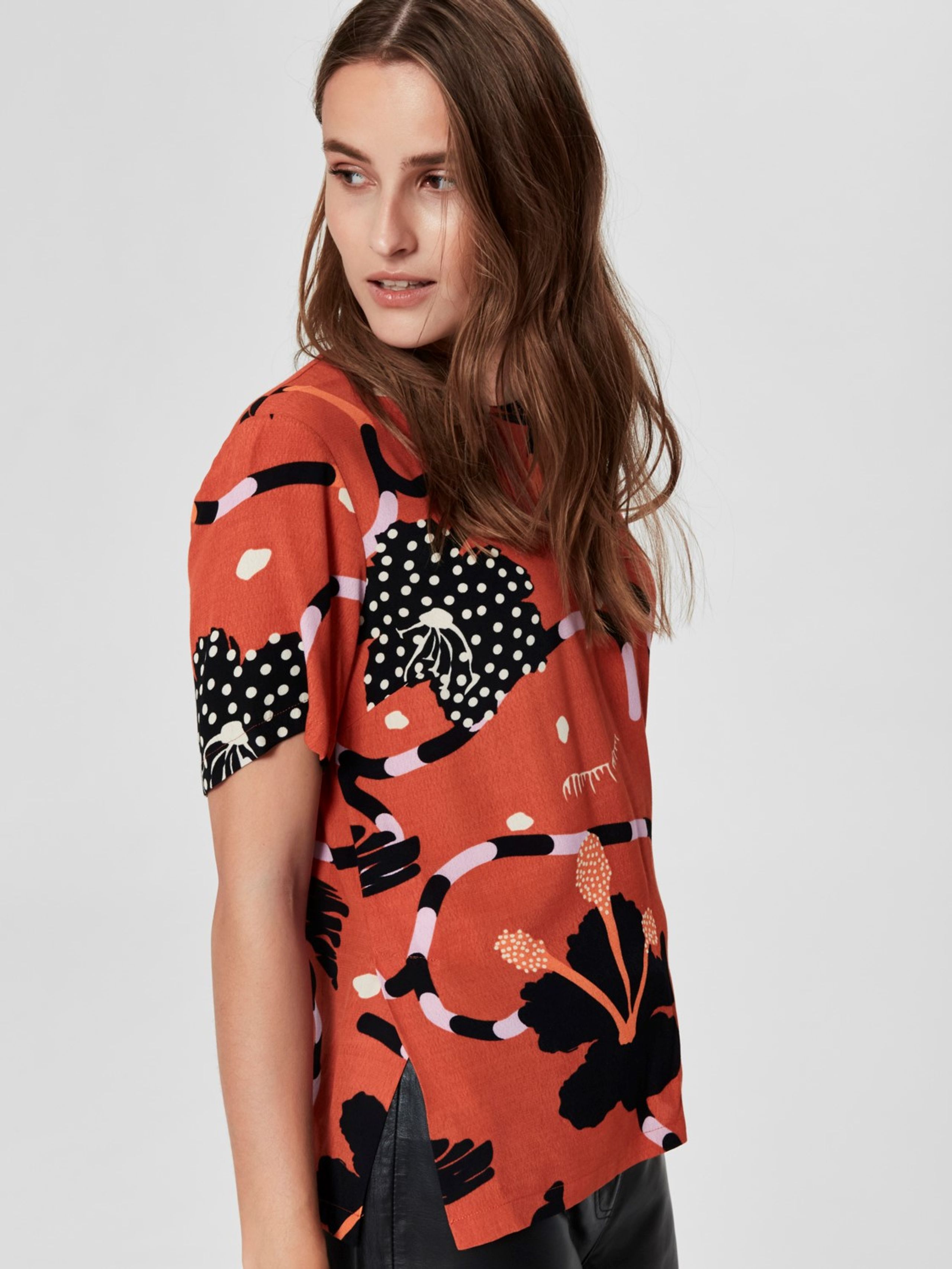 Selected Femme - Top - Kiara Short Sleeve Top - Mango Printed