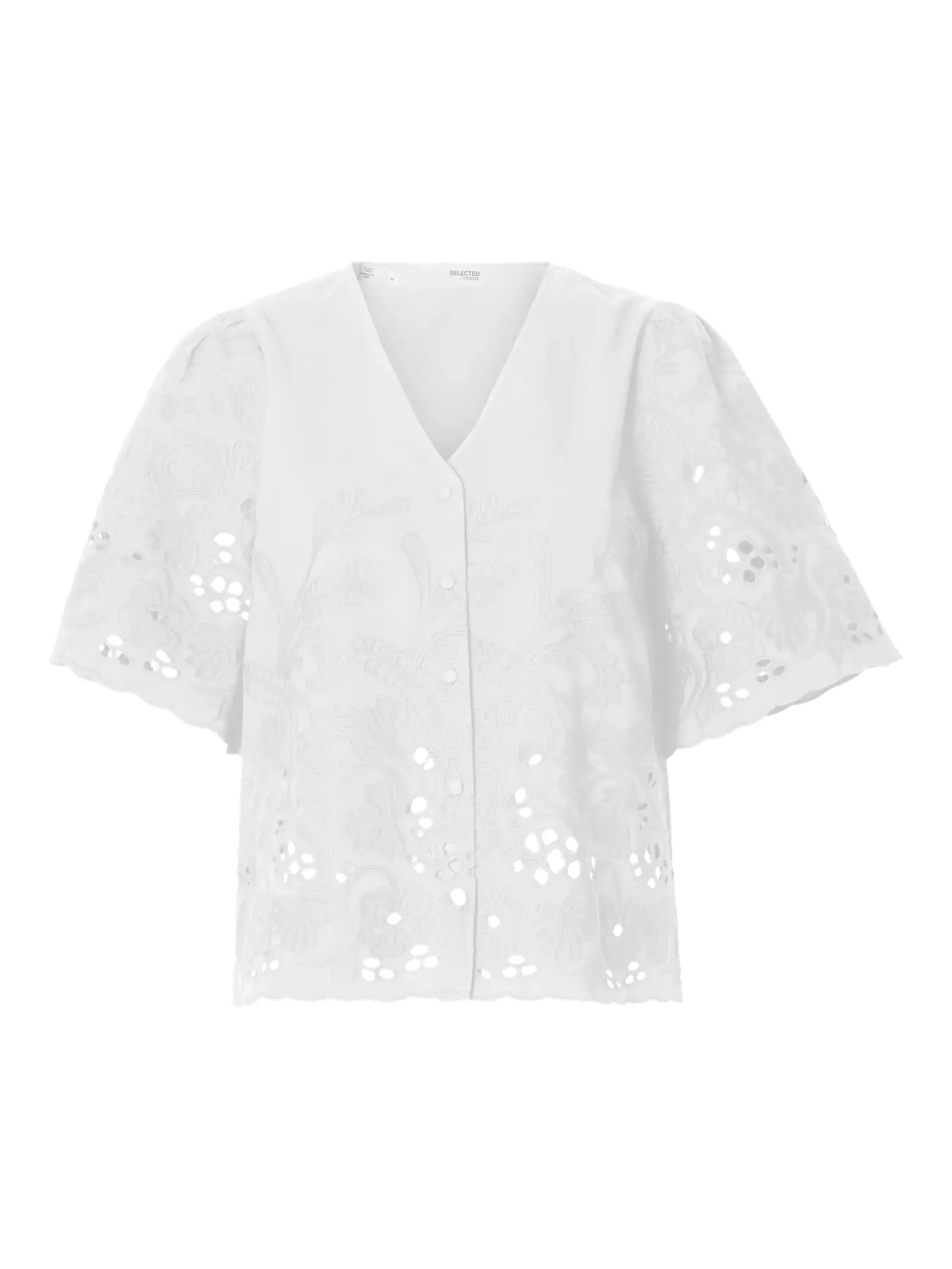 Selected Femme - Top - SLFDahlia SS Broderi Shirt NOOS - Bright White