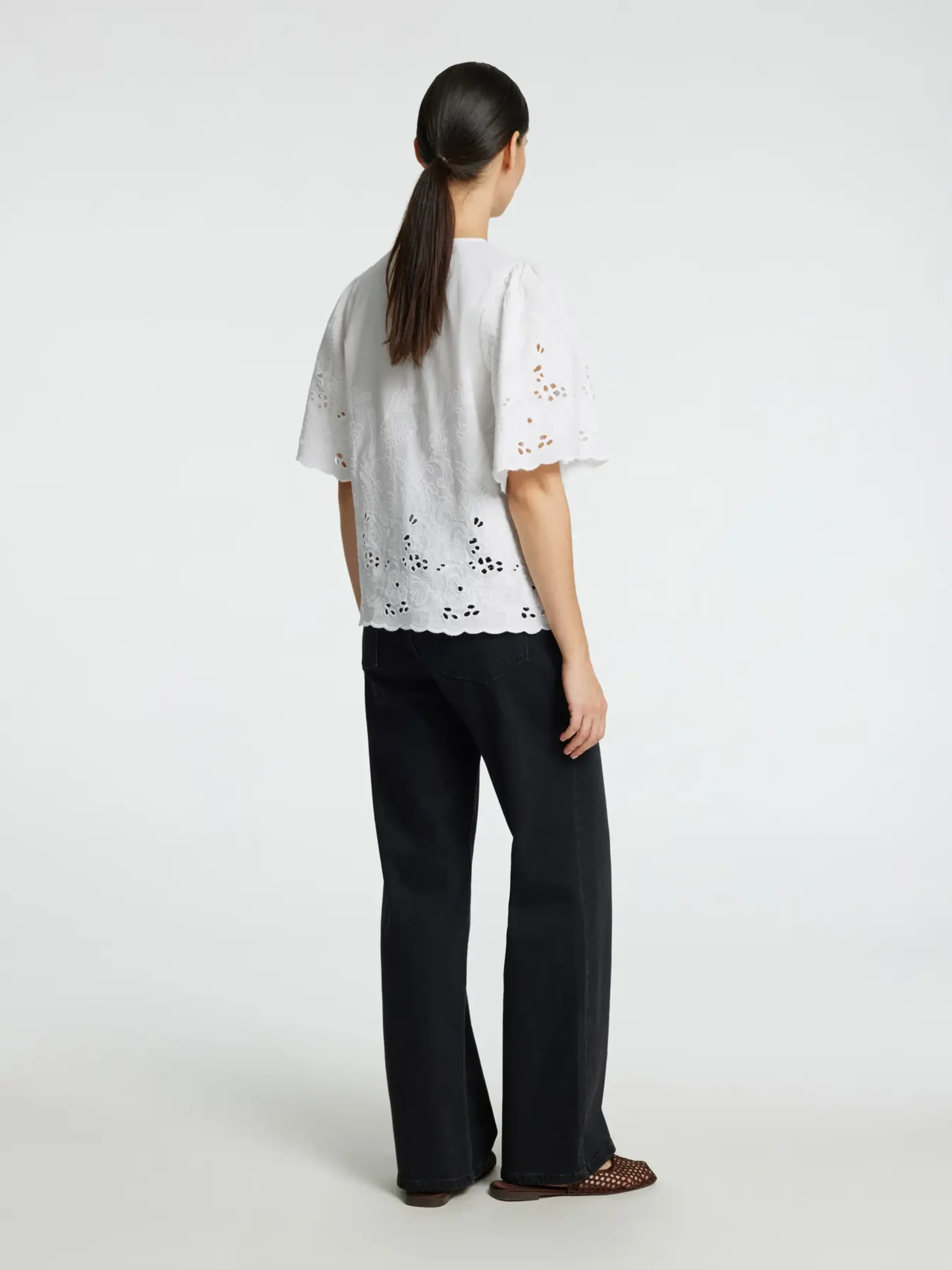 Selected Femme - Top - SLFDahlia SS Broderi Shirt NOOS - Bright White