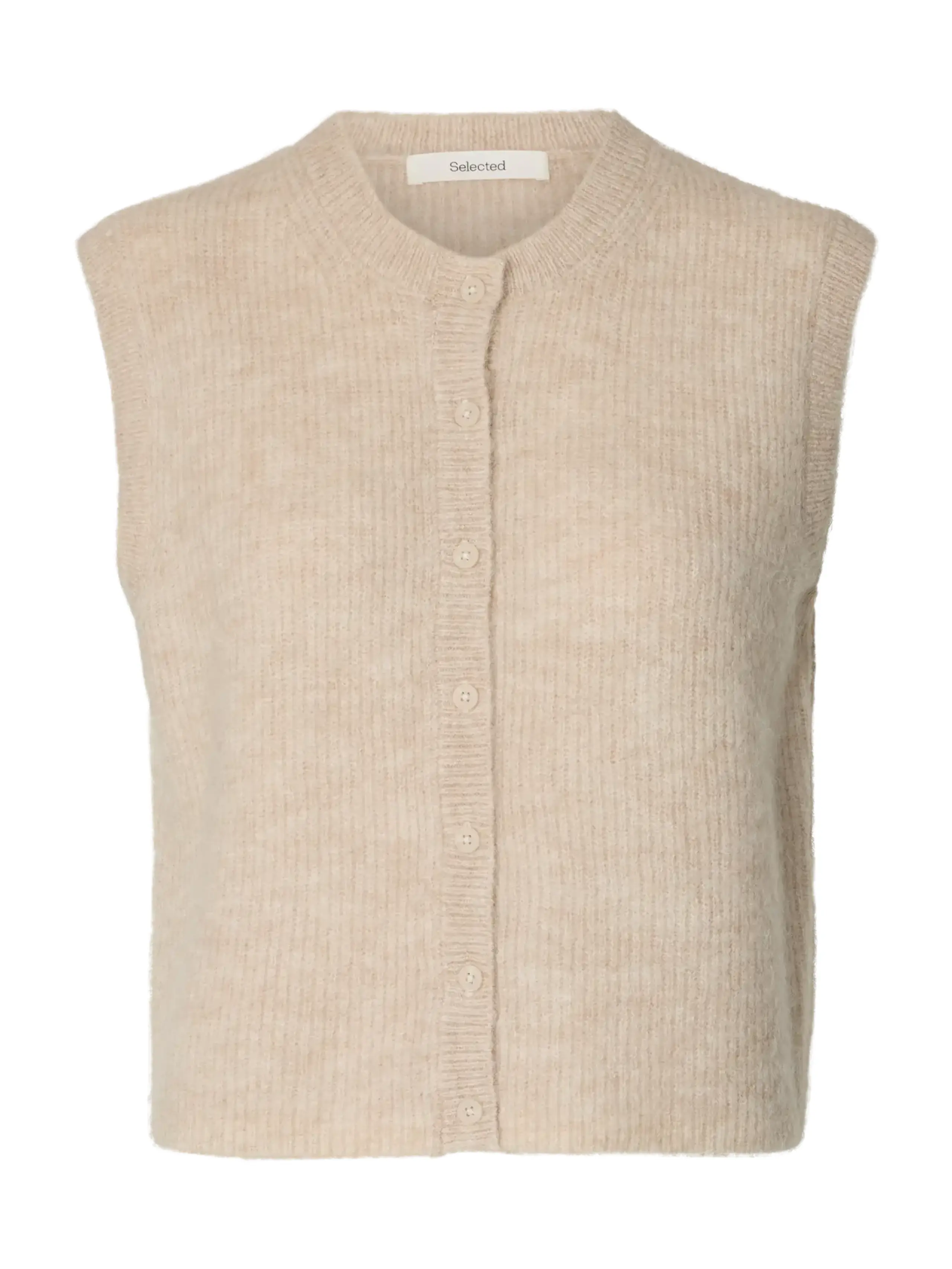 Selected Femme - Vest - SLFLulu SL Button O-neck Vest - Birch Melange