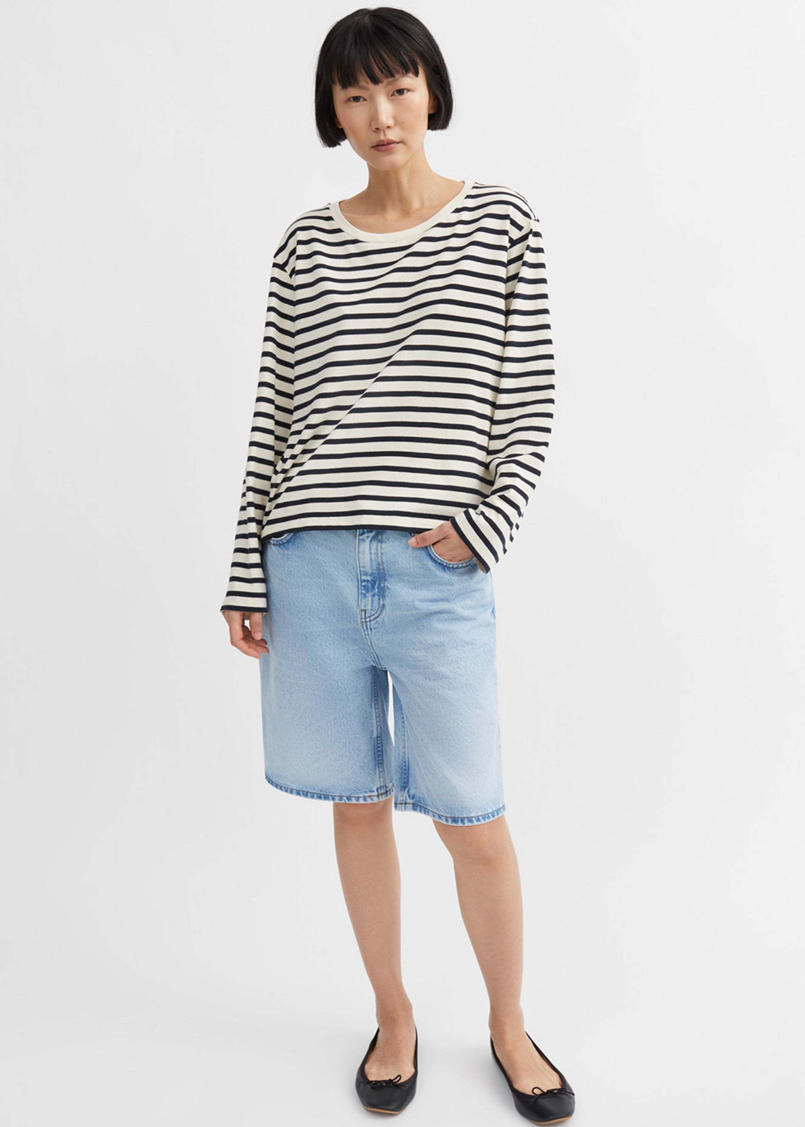 Skall Studio - Bluse - Loui Oversized Blouse - Dark navy/White stripe