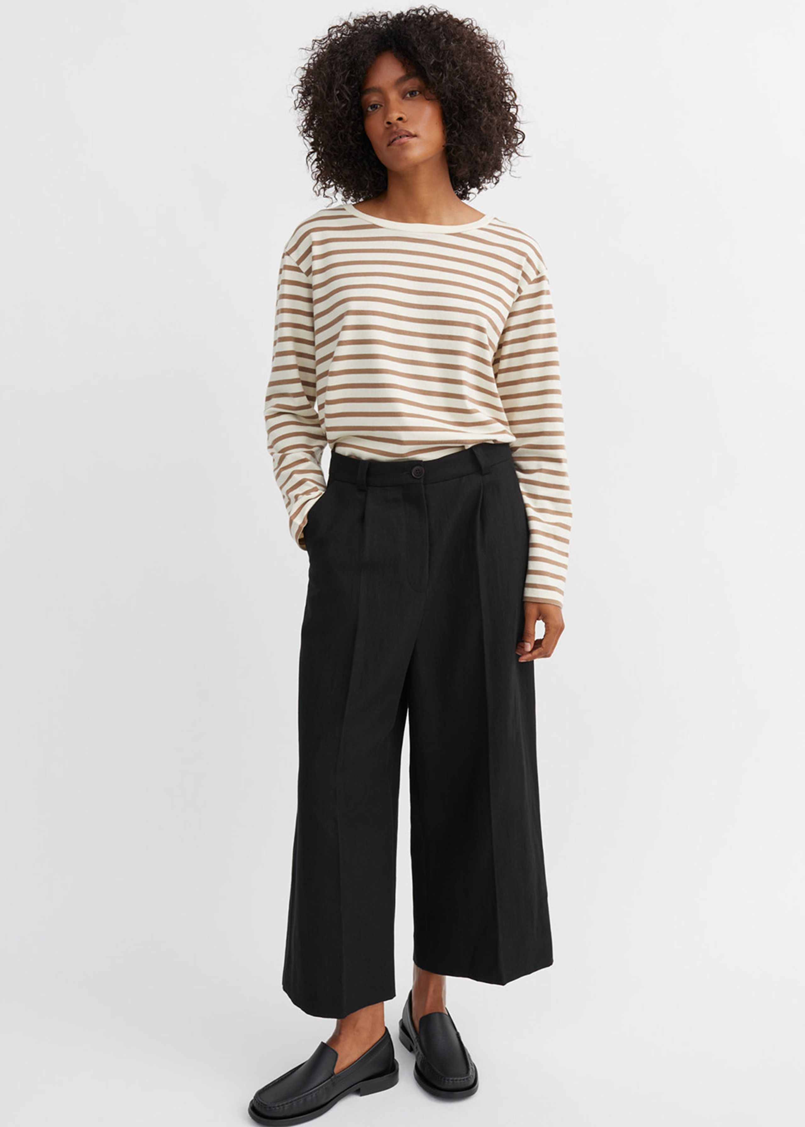 Skall Studio - Bluse - Loui Oversized Blouse - Light brown/White stripe