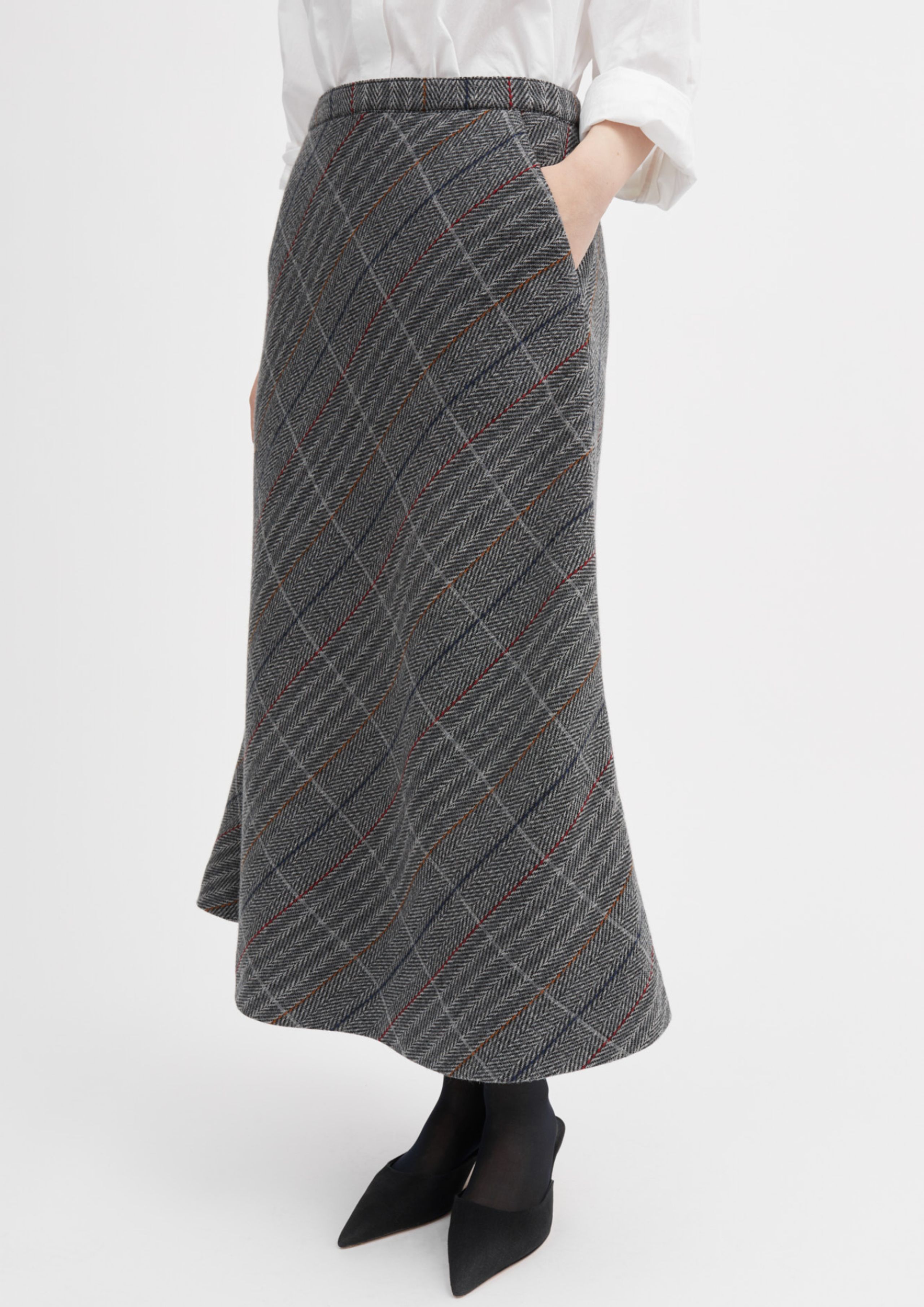 Skall Studio - Nederdel - Julian Skirt - Grey Herringbone