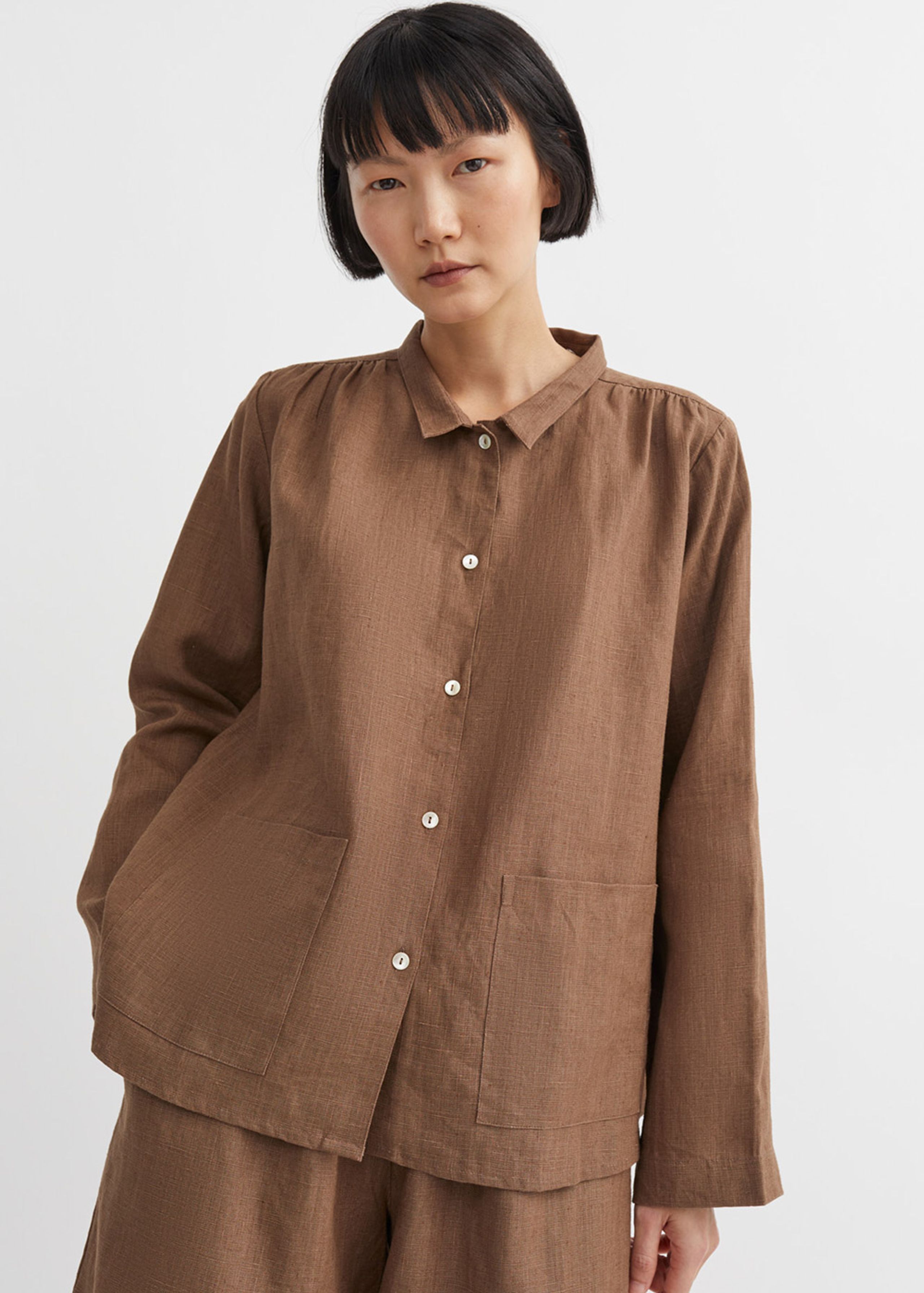 Skall Studio - Chemise - Nettle Linen Shirt - Cedar brown