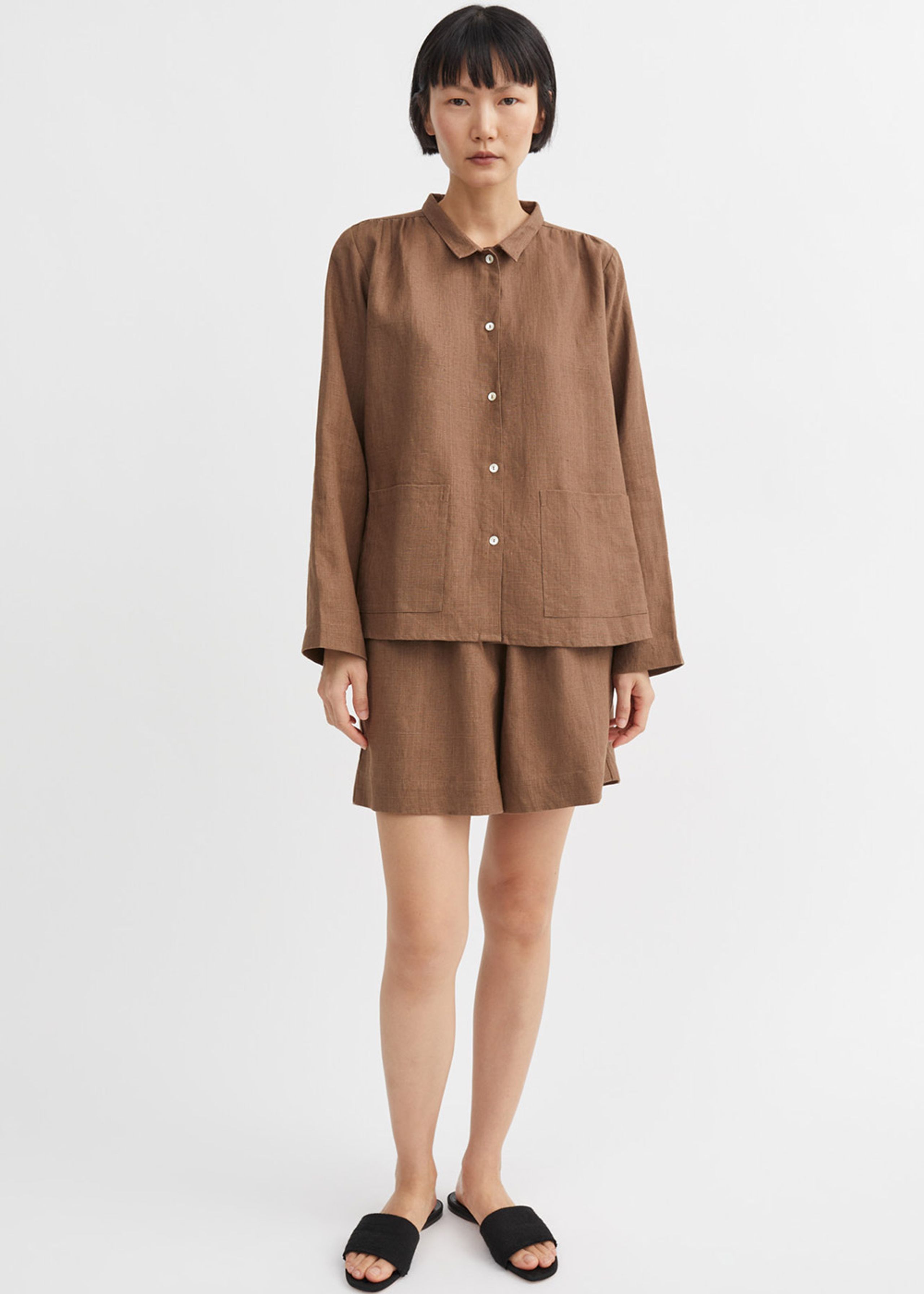 Skall Studio - Chemise - Nettle Linen Shirt - Cedar brown