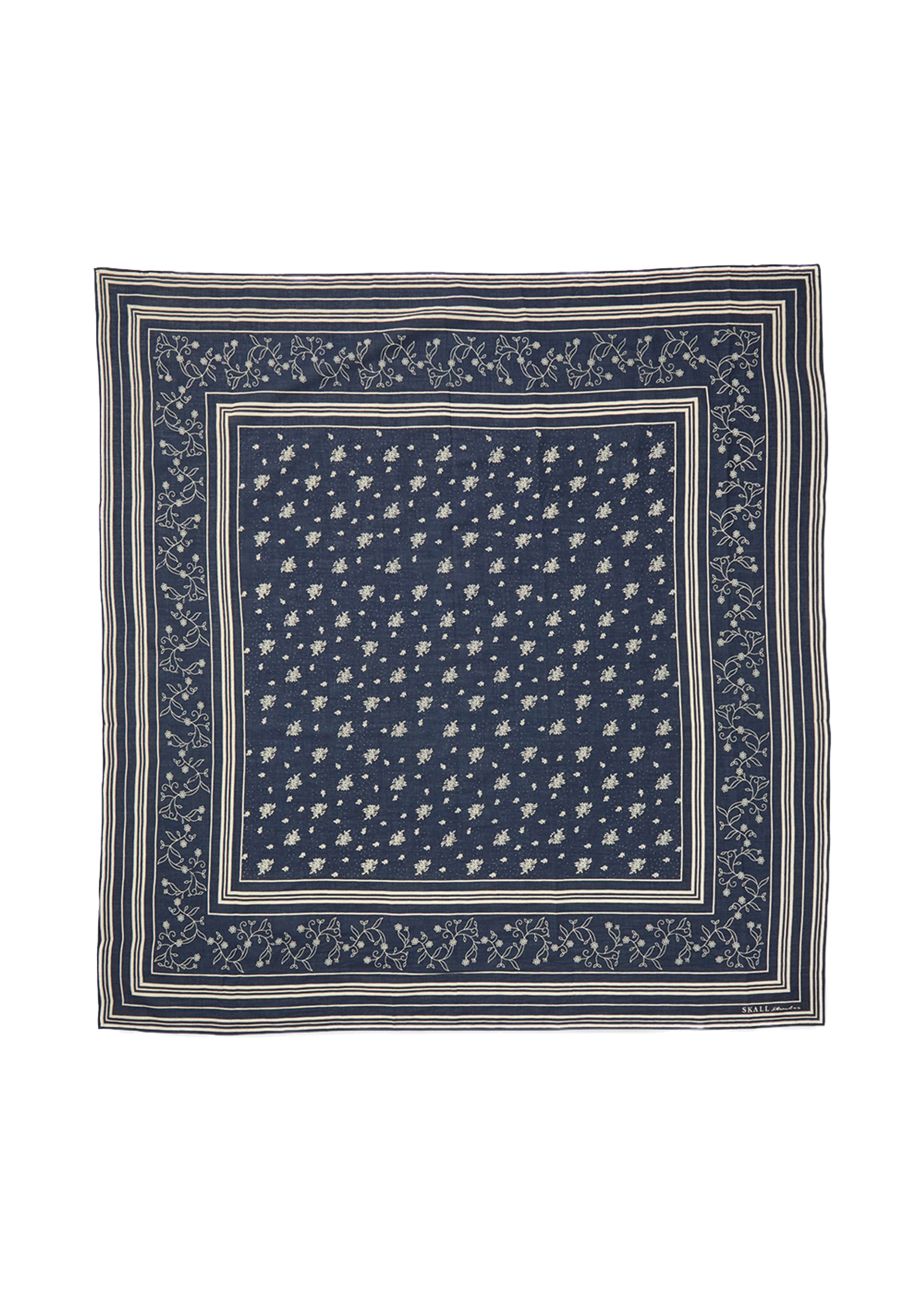 Skall Studio - Scarf - Skall Classic Scarf 90x90 - Dark Navy/Light cream