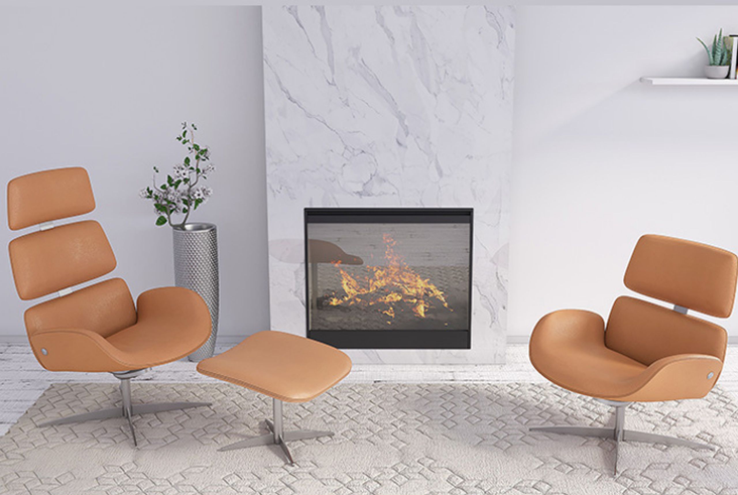 Skipper Furniture - Kreslo - Cento Armchair - High / By O&M Design - Samoa 132 / Polished Chrome