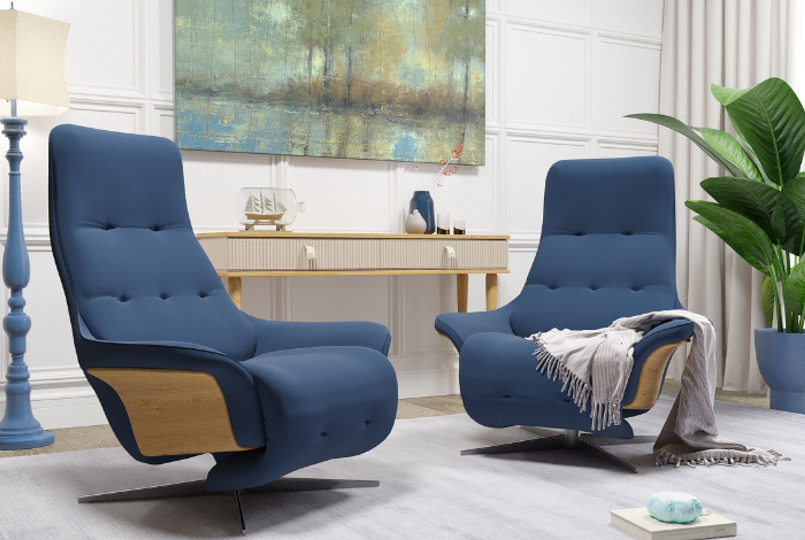 Skipper Furniture - Lænestol - Shelter Armchair / By O&M Design - Samoa 131 / Black Stained Beech / Brushed Chrome