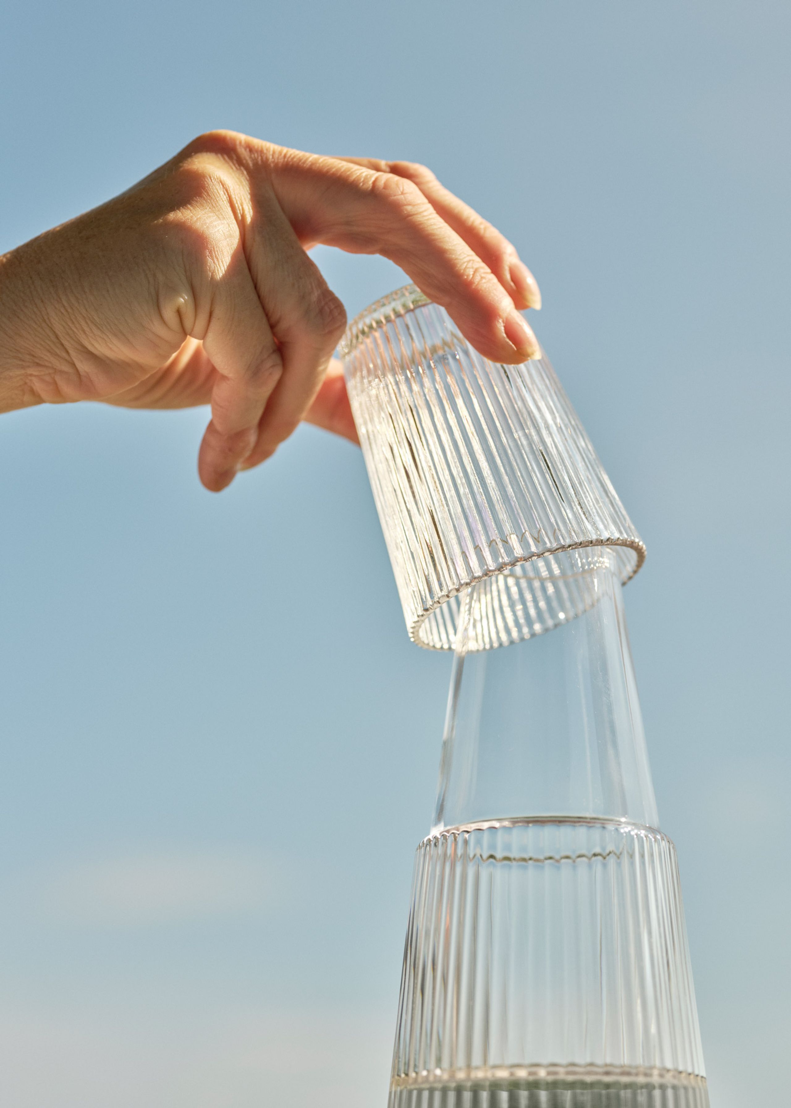 Stelton - Caraffa - Pilastro carafe with glass - Clear - 1 l