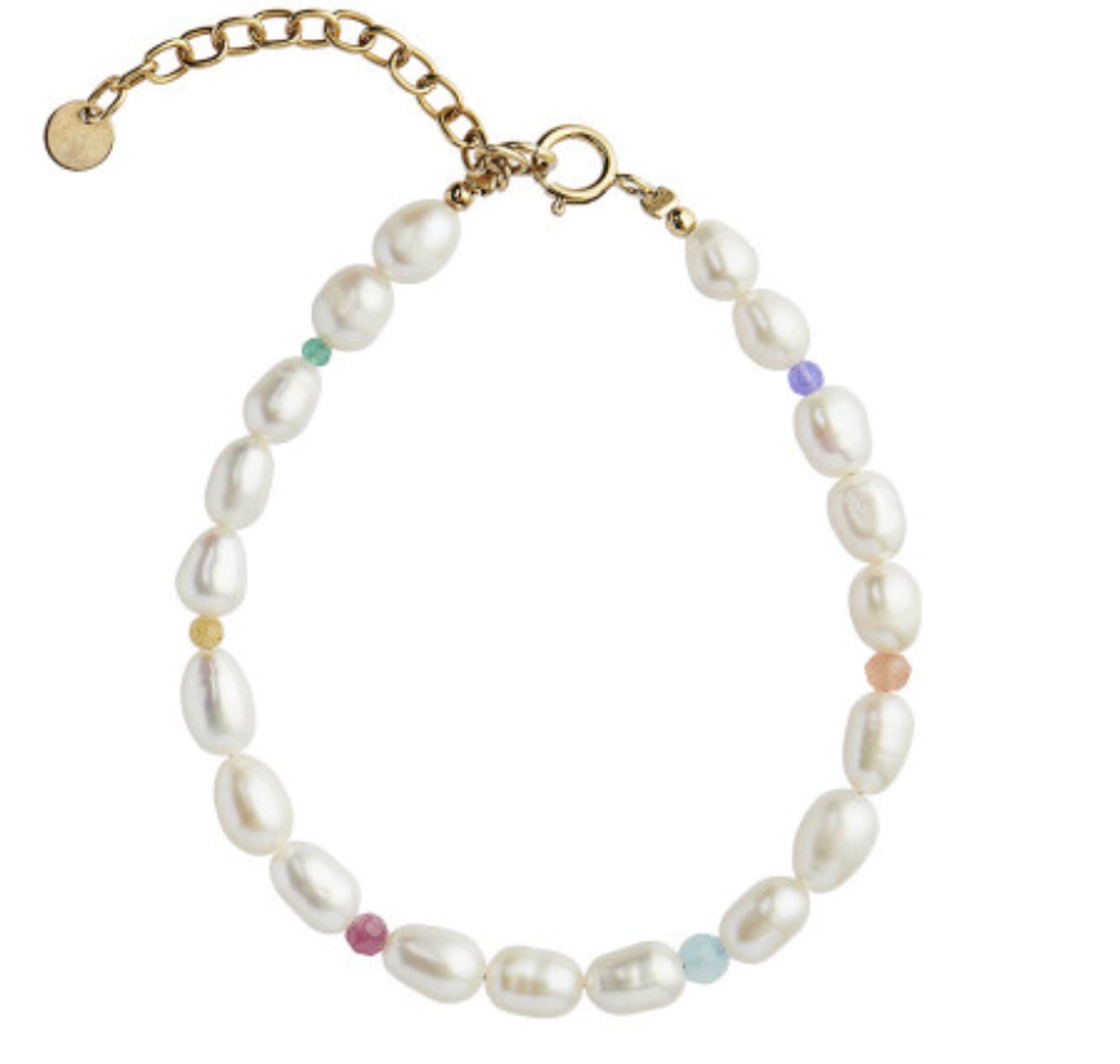 Stine A - Náramek - White Pearls and Candy stones Bracelet Gold - Gold