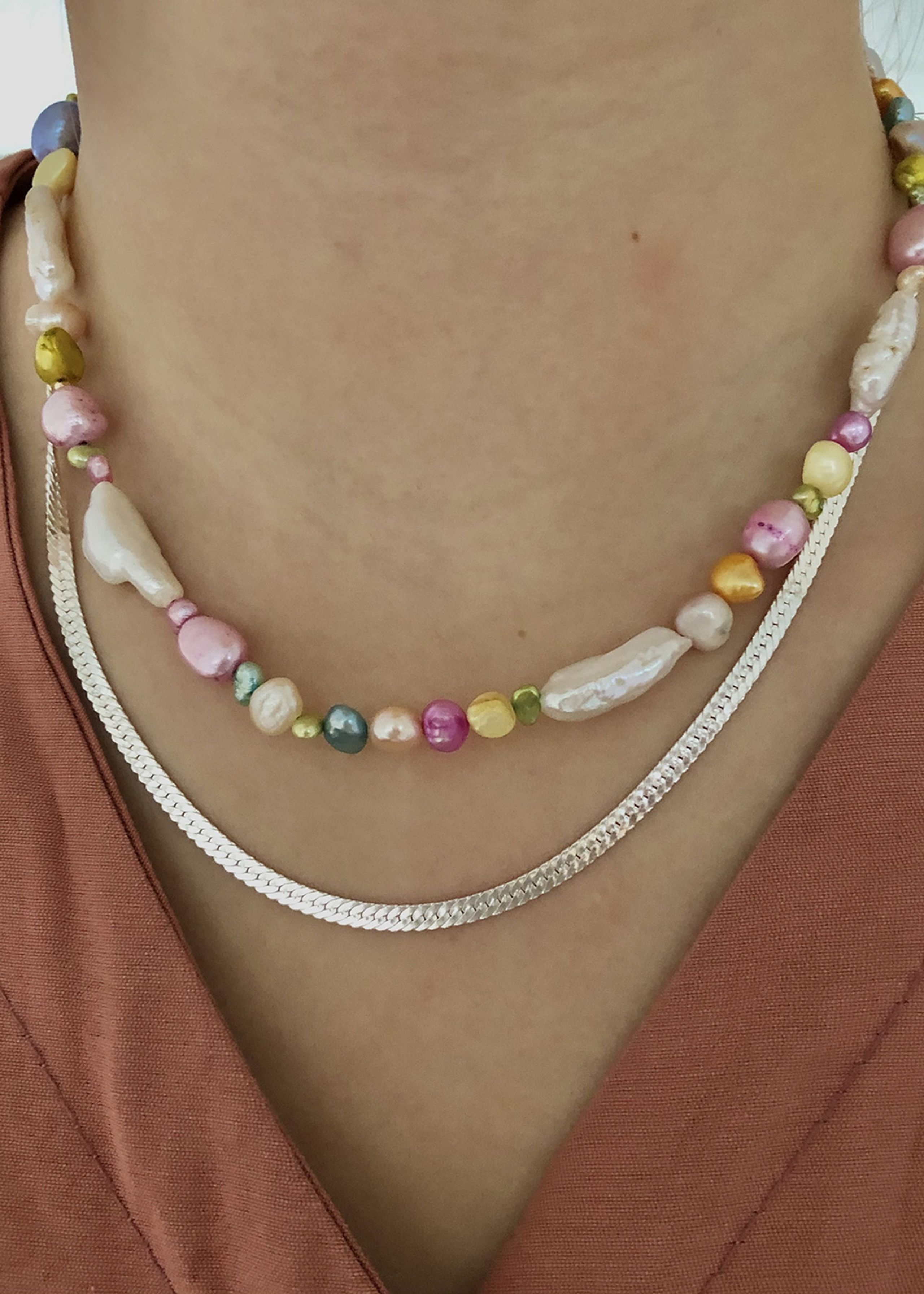Stine A - Halskette - Baroque Pearl Necklace - Soft Vanilla & Bubblegum