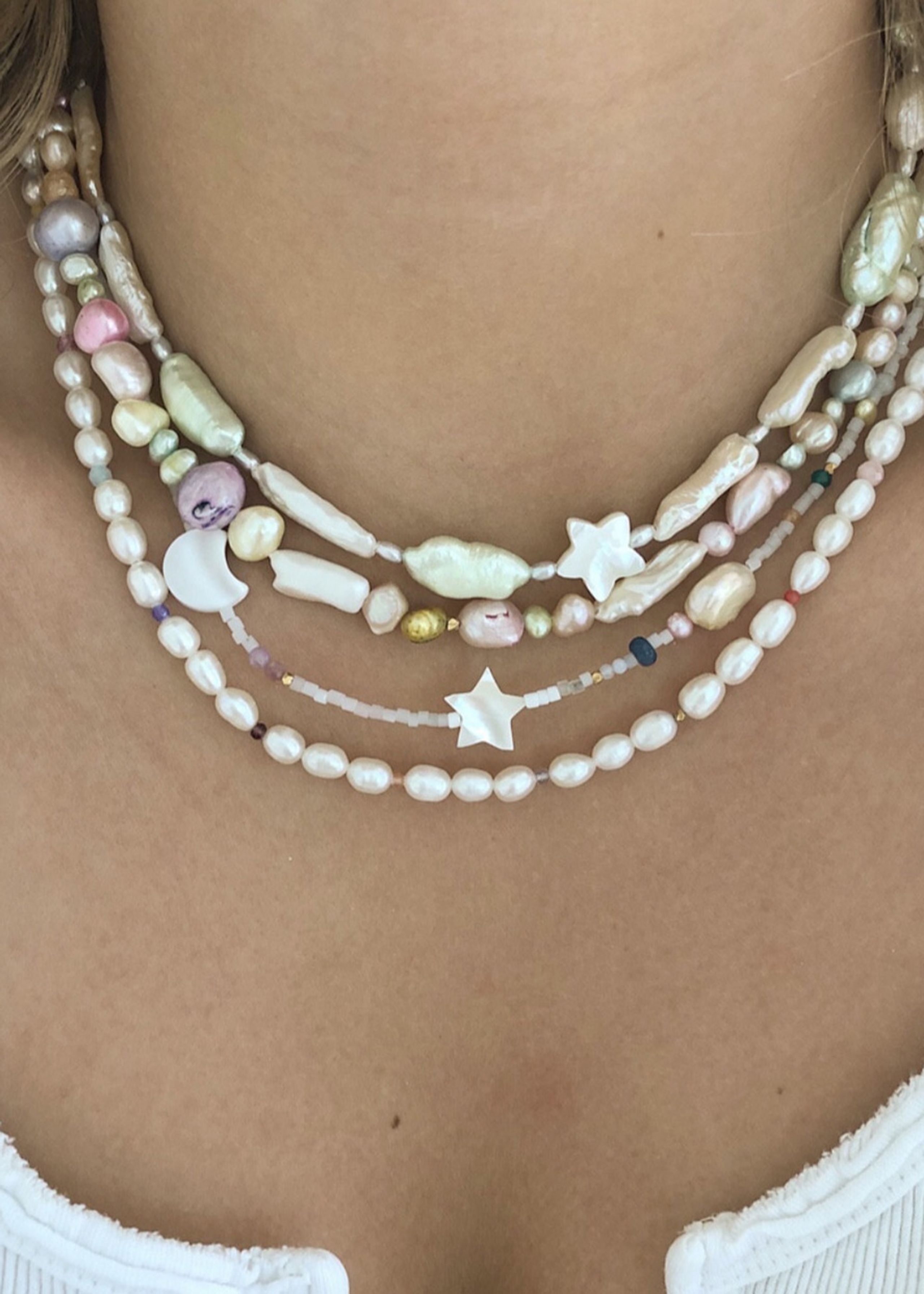Stine A - Halskette - Baroque Pearl Necklace - Soft Vanilla & Bubblegum