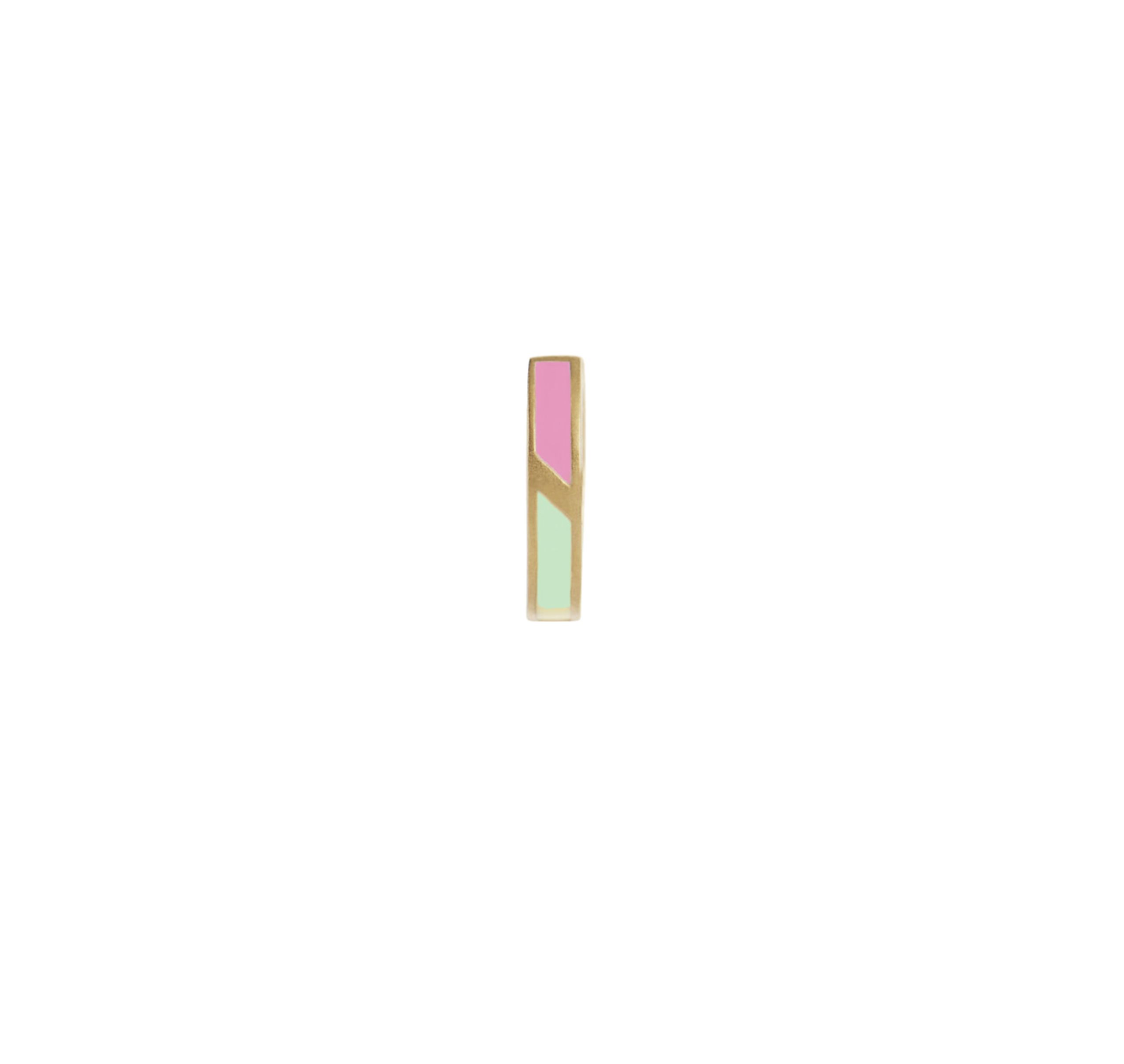 Stine A - Ørering - Petit Circus Huggie Earring - Fresh Pink And Green Enamel/Gold - Gold - Pink & Mint