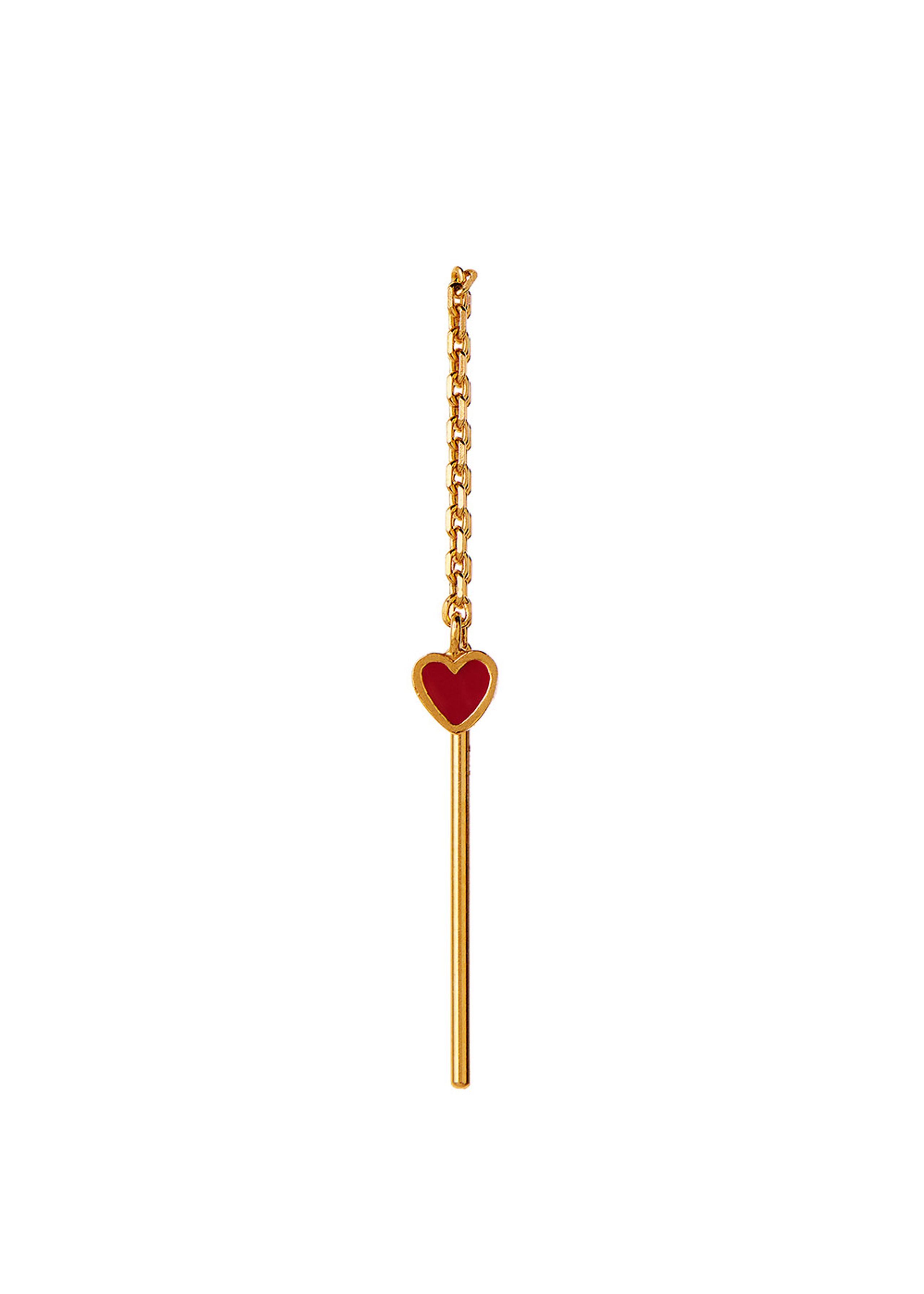 Stine A - Earring - Dangling Love Heart - Burgundy
