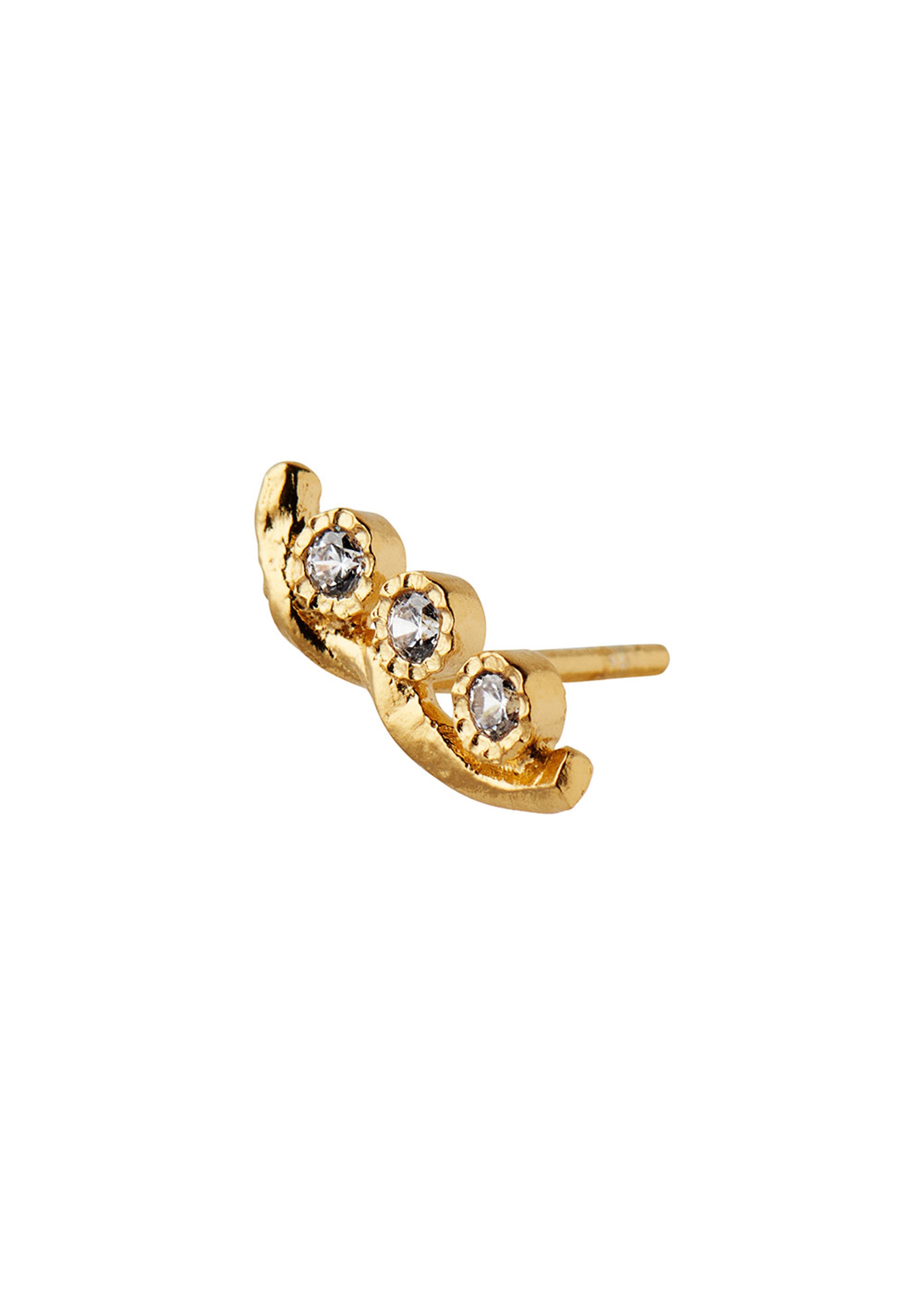Stine A - Ørering - Flow Earring with Three Stones - Gold