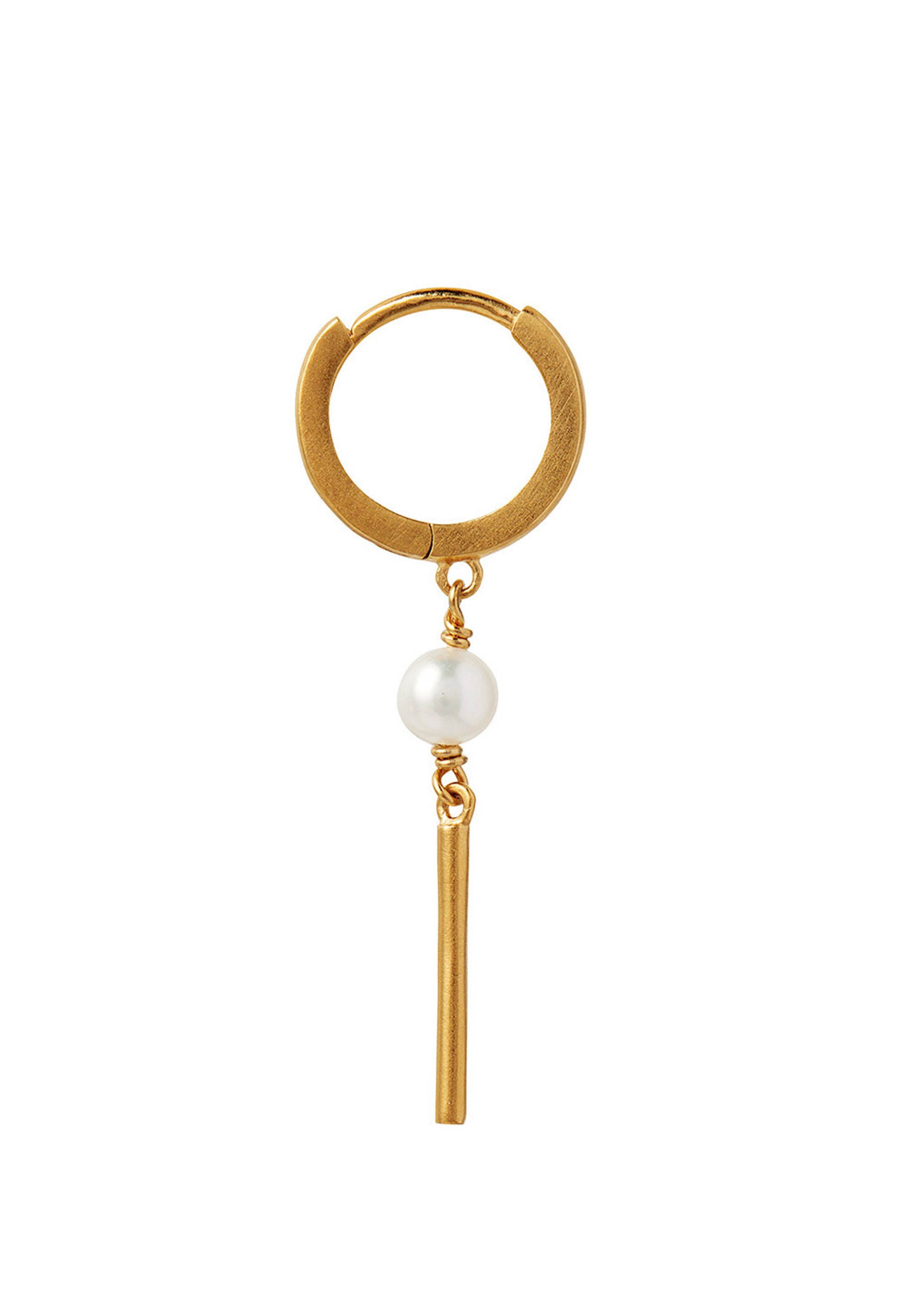 Stine A - Ohrring - Huggie With Pin And Pearl - Gold