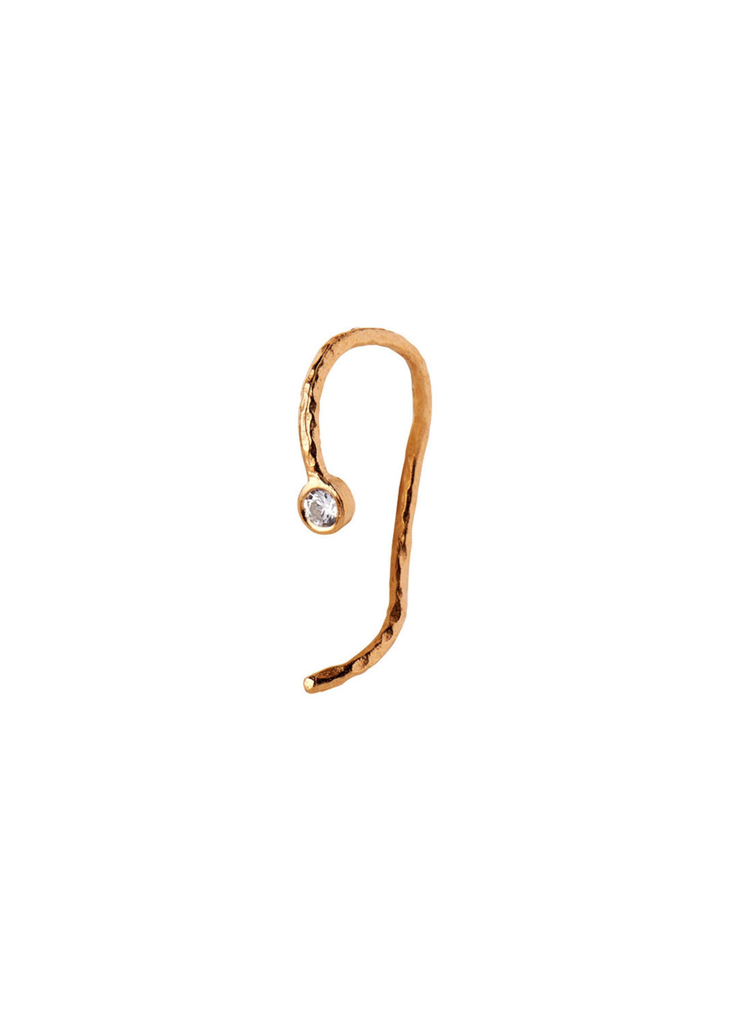 Stine A - Oorbel - Wavy One Dot Open Creol - Gold - White Stone