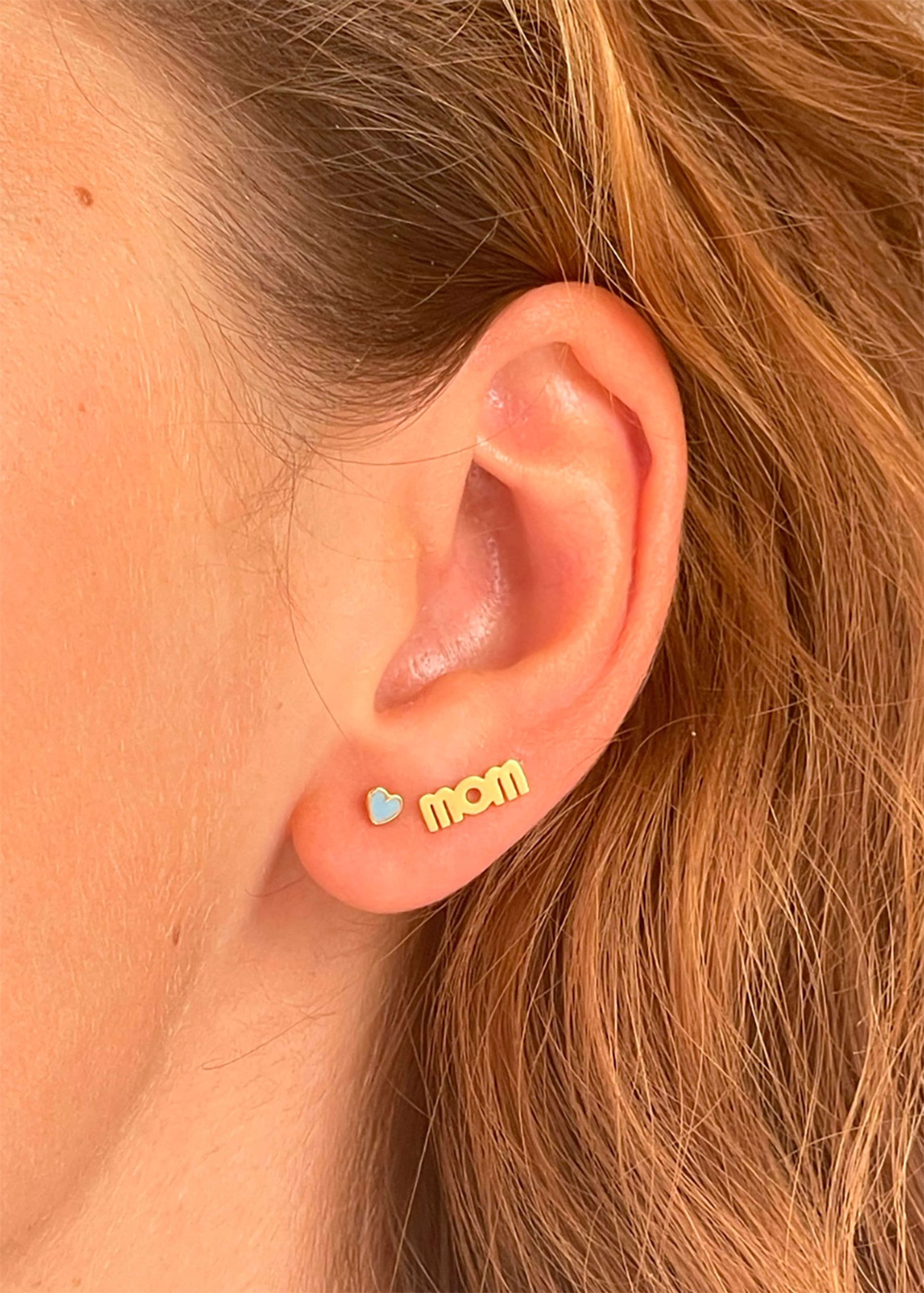 Stine A - Náušnice - Love box - Love Mom - Goldplated / Light blue
