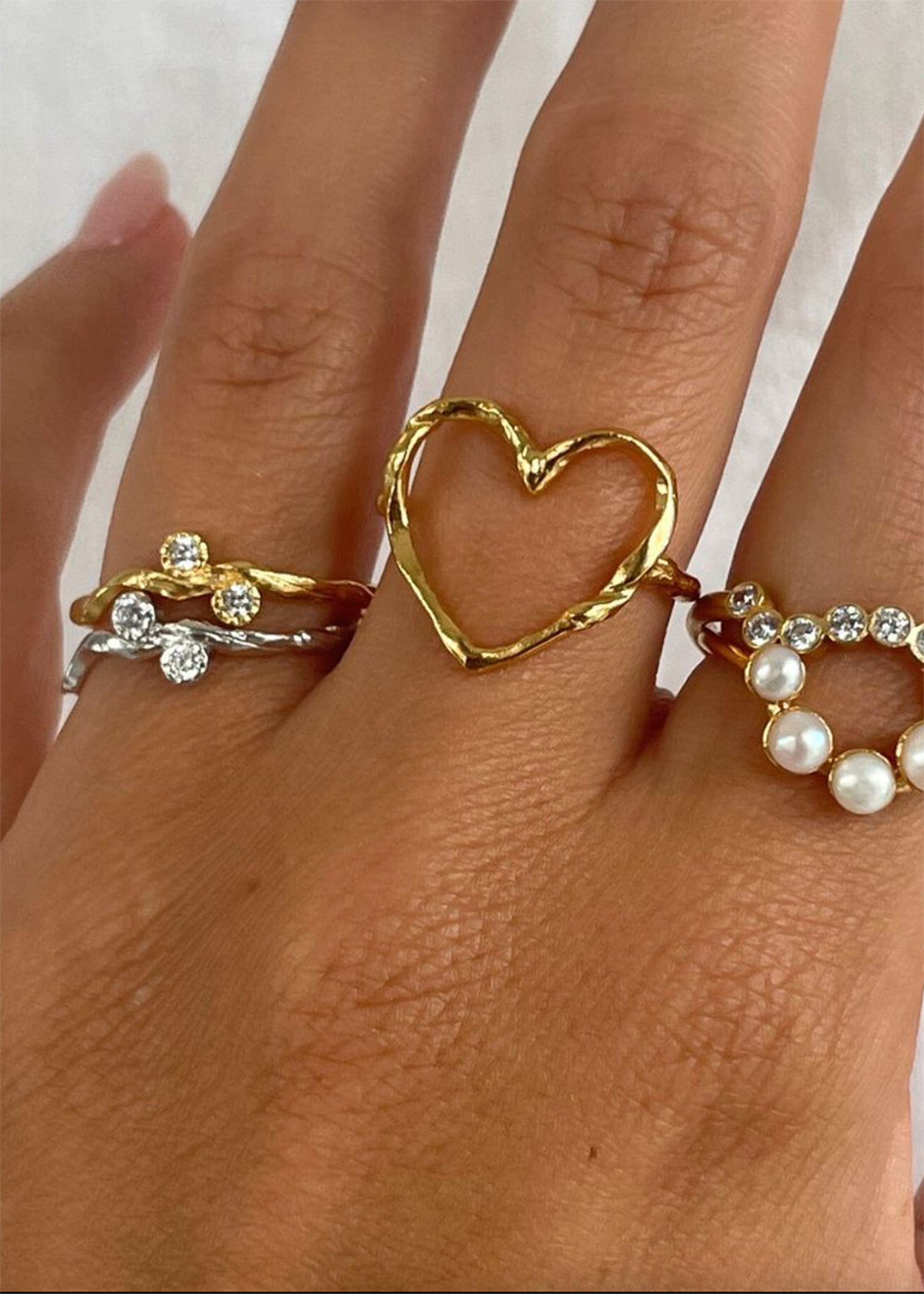 Stine A - Ring - Funky Heart Ring - Gold