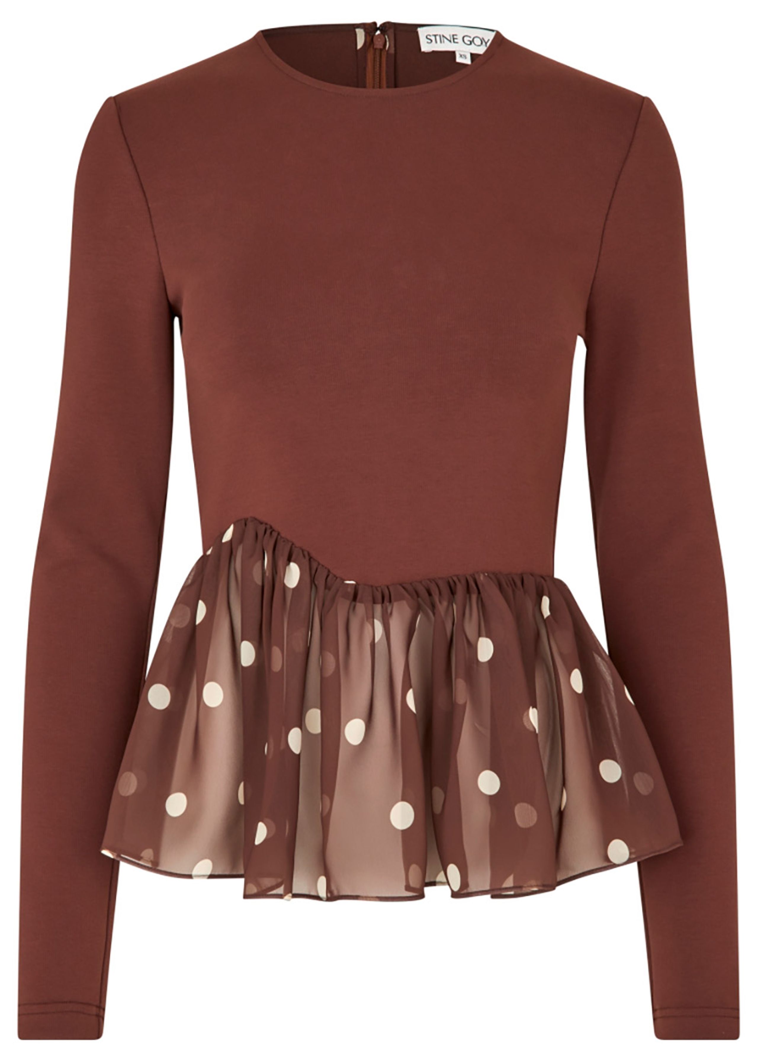 Stine Goya - Bluse - Asymmetrical Draped Top - Artist Blurry Dots