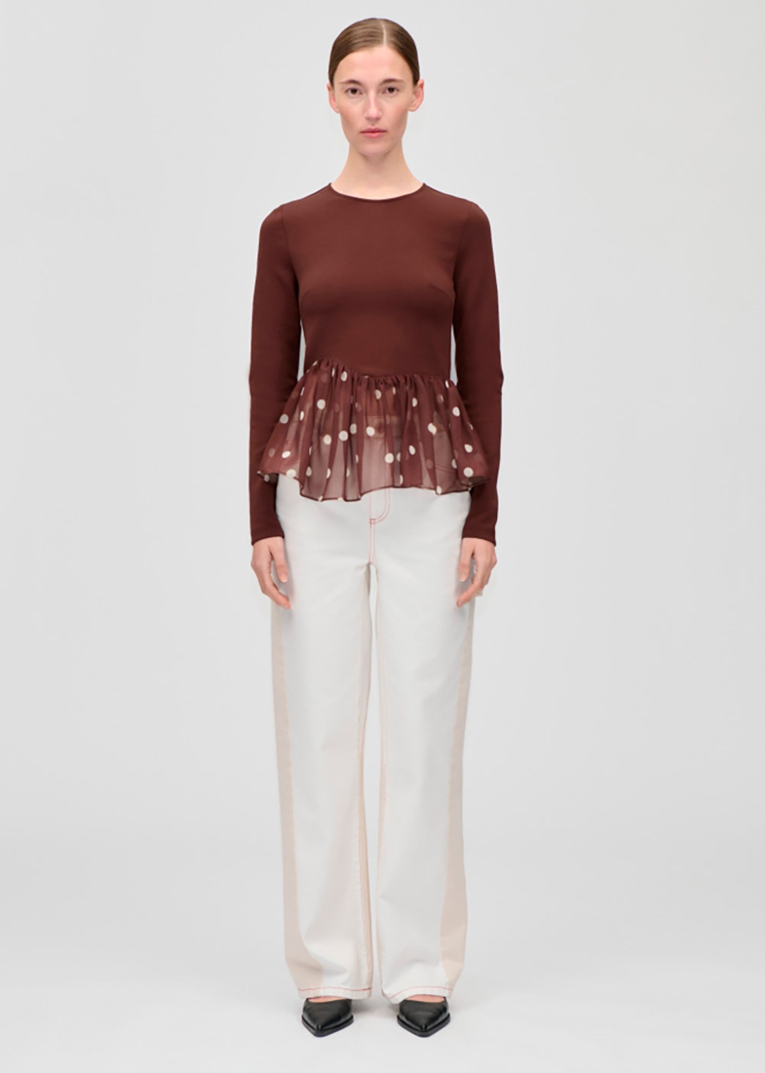 Stine Goya - Bluse - Asymmetrical Draped Top - Artist Blurry Dots