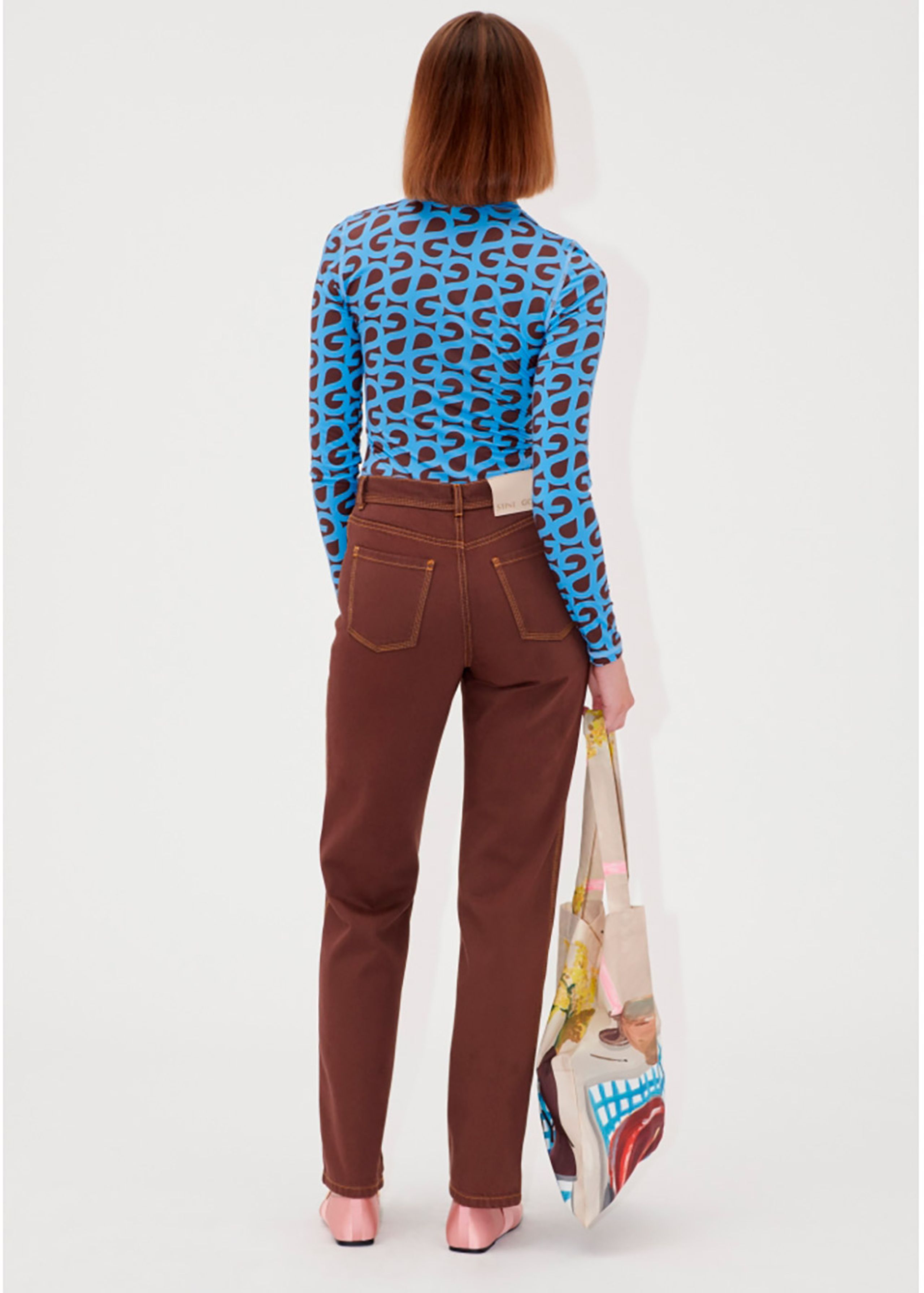 Stine Goya - Bluse - Elastic Long Sleeve Top - Blue SG Logo