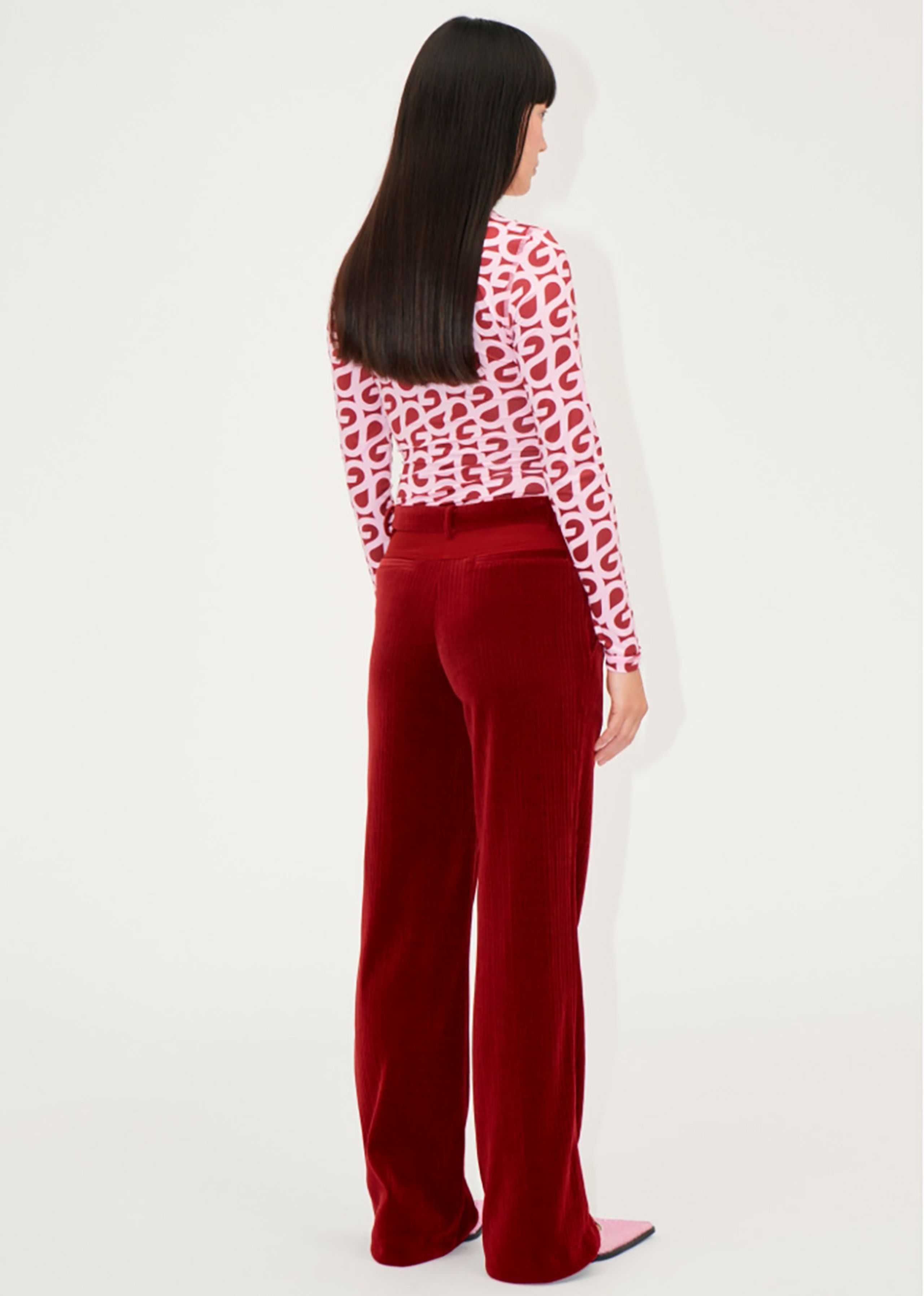 Stine Goya - Bluse - Elastic Long Sleeve Top - SG Logo Burgundy Pink