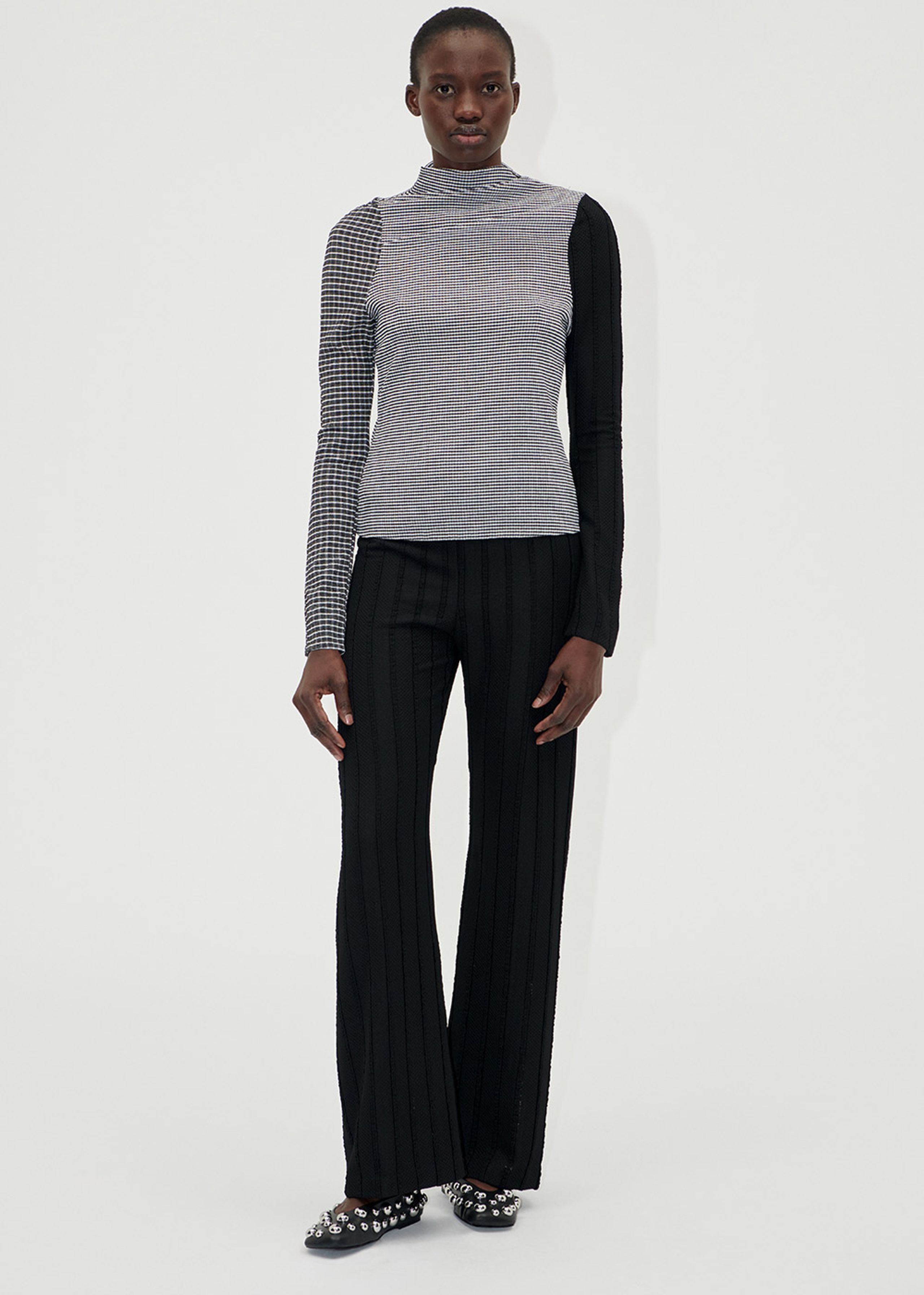 Stine Goya - Hose - Elasticated Straight Long Pants - Black / White