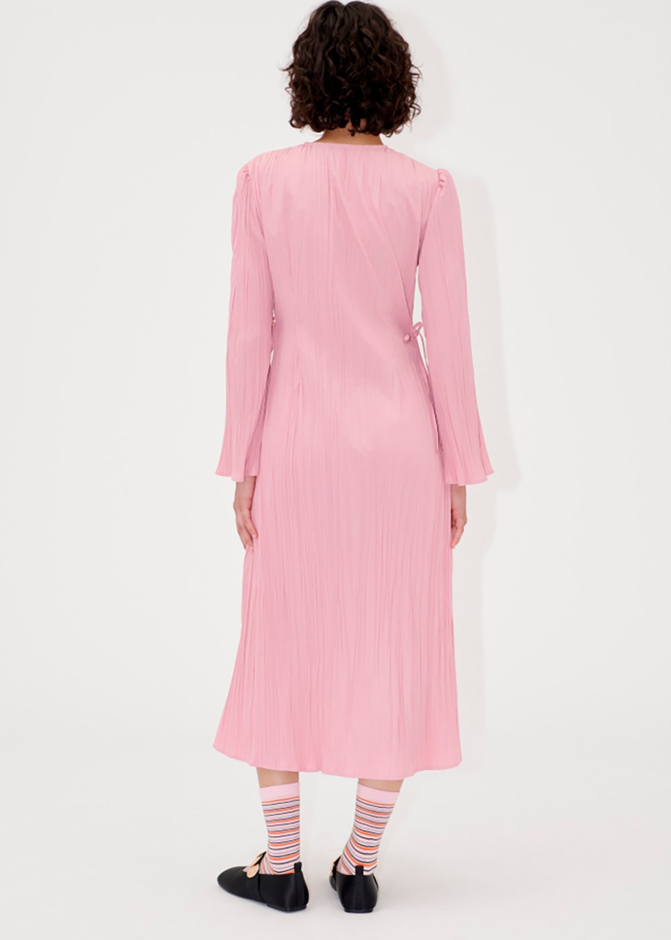 Stine Goya - Abito - Long Sleeve Wrap Tie Dress - Pink Nectar