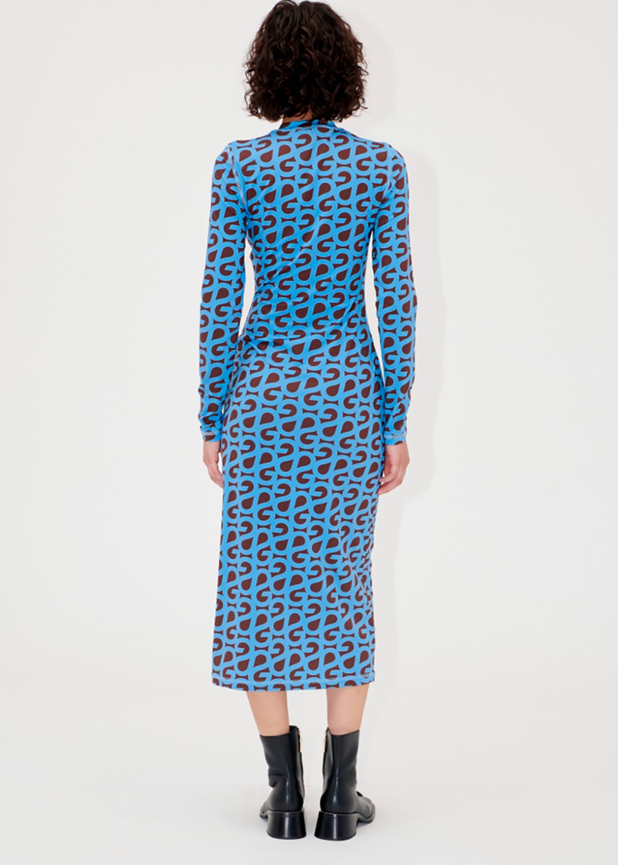 Stine Goya - Robe - Pullover Long Sleeve Midi Dress - Blue SG Logo