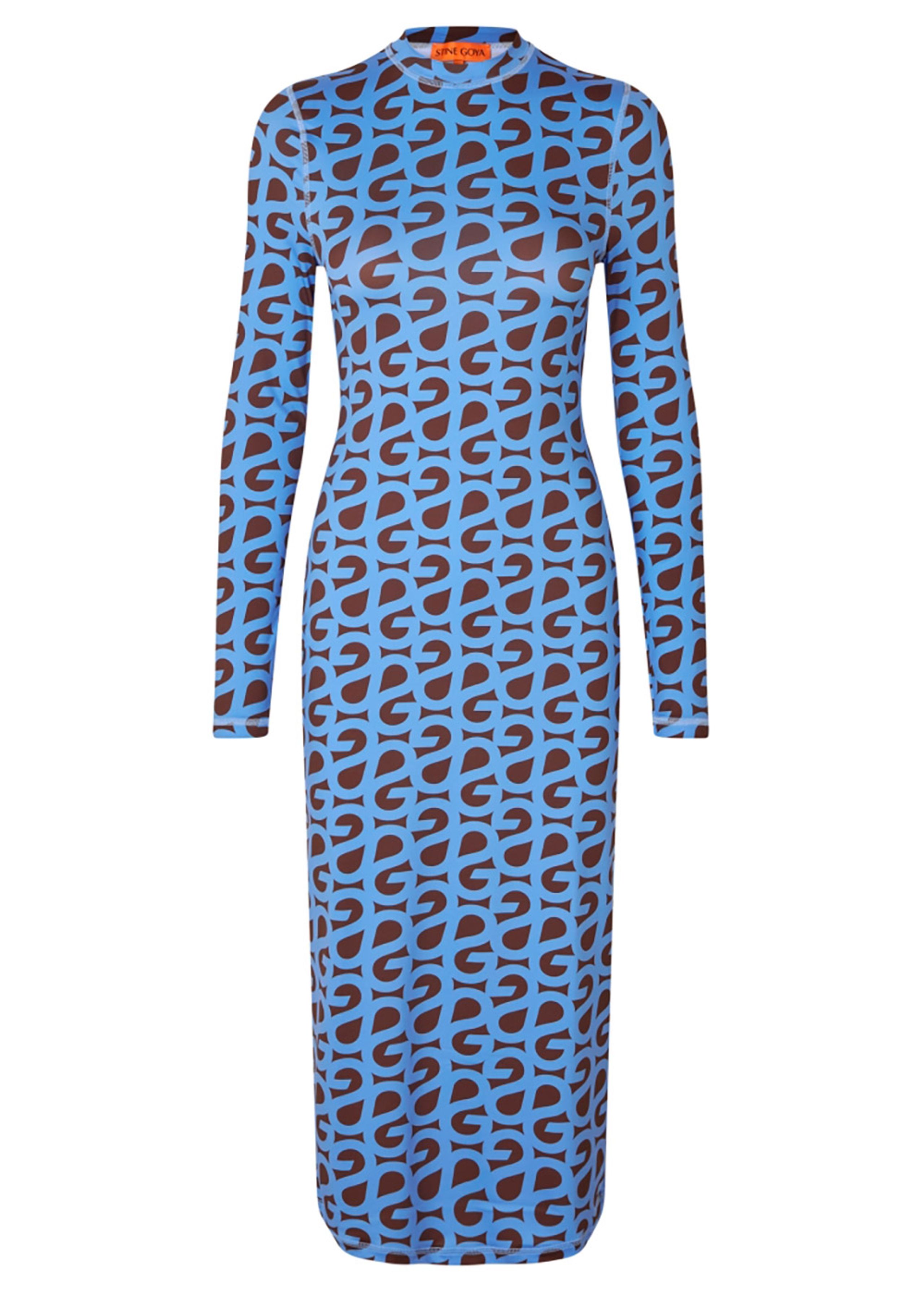 Stine Goya - Robe - Pullover Long Sleeve Midi Dress - Blue SG Logo