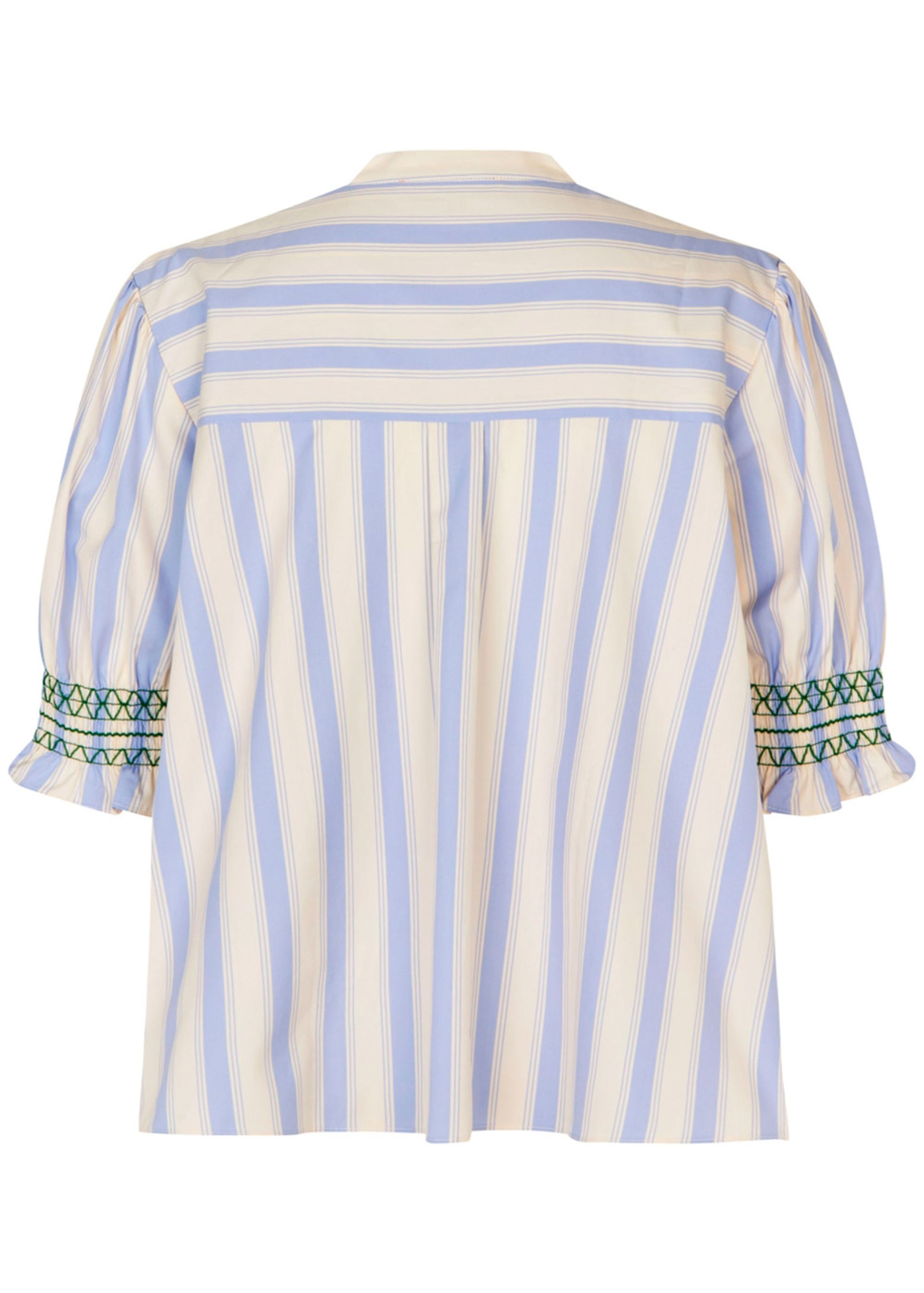 Stine Goya - Shirt - Smocked Gathered Top - Pastel Stripes
