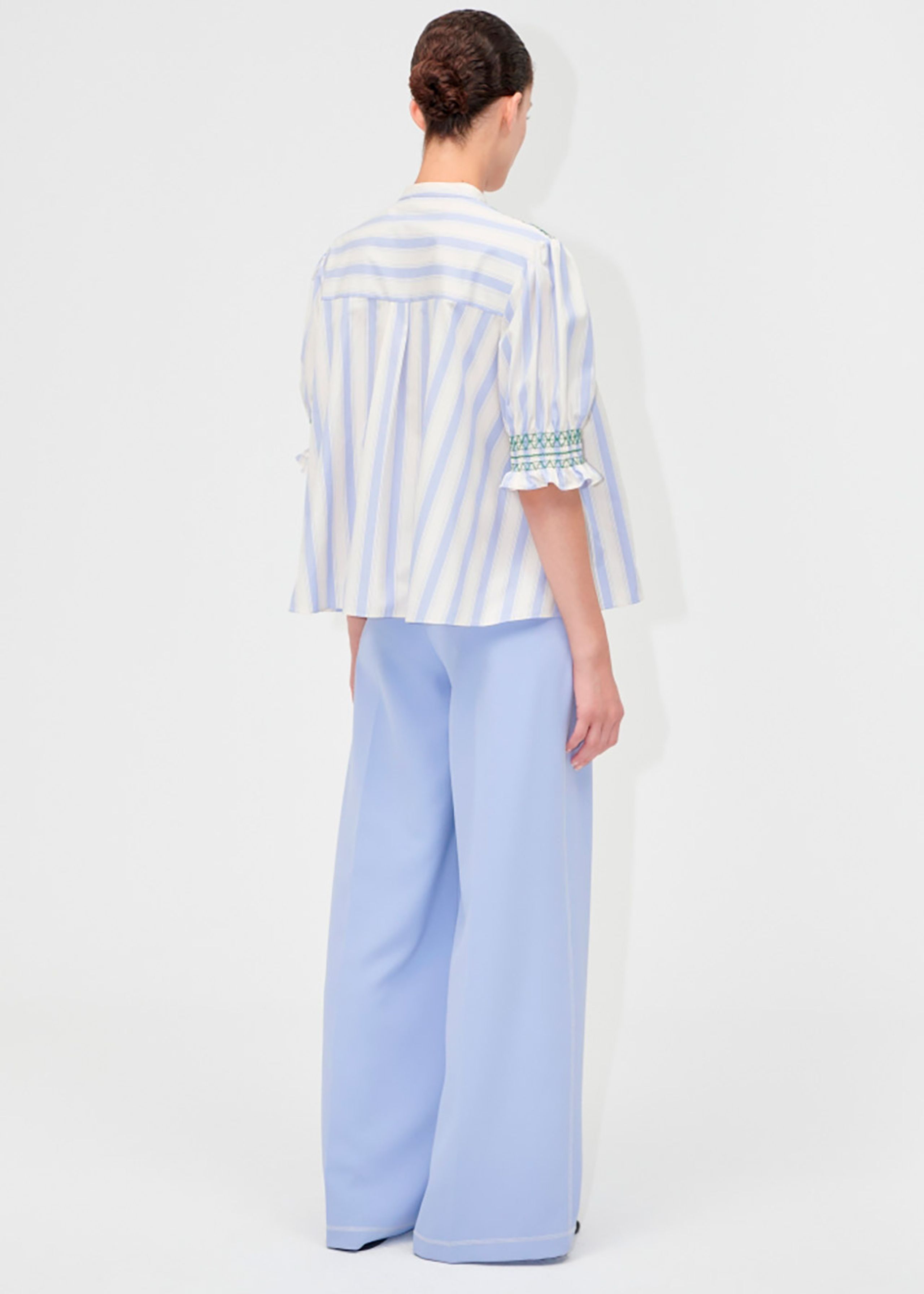 Stine Goya - Shirt - Smocked Gathered Top - Pastel Stripes