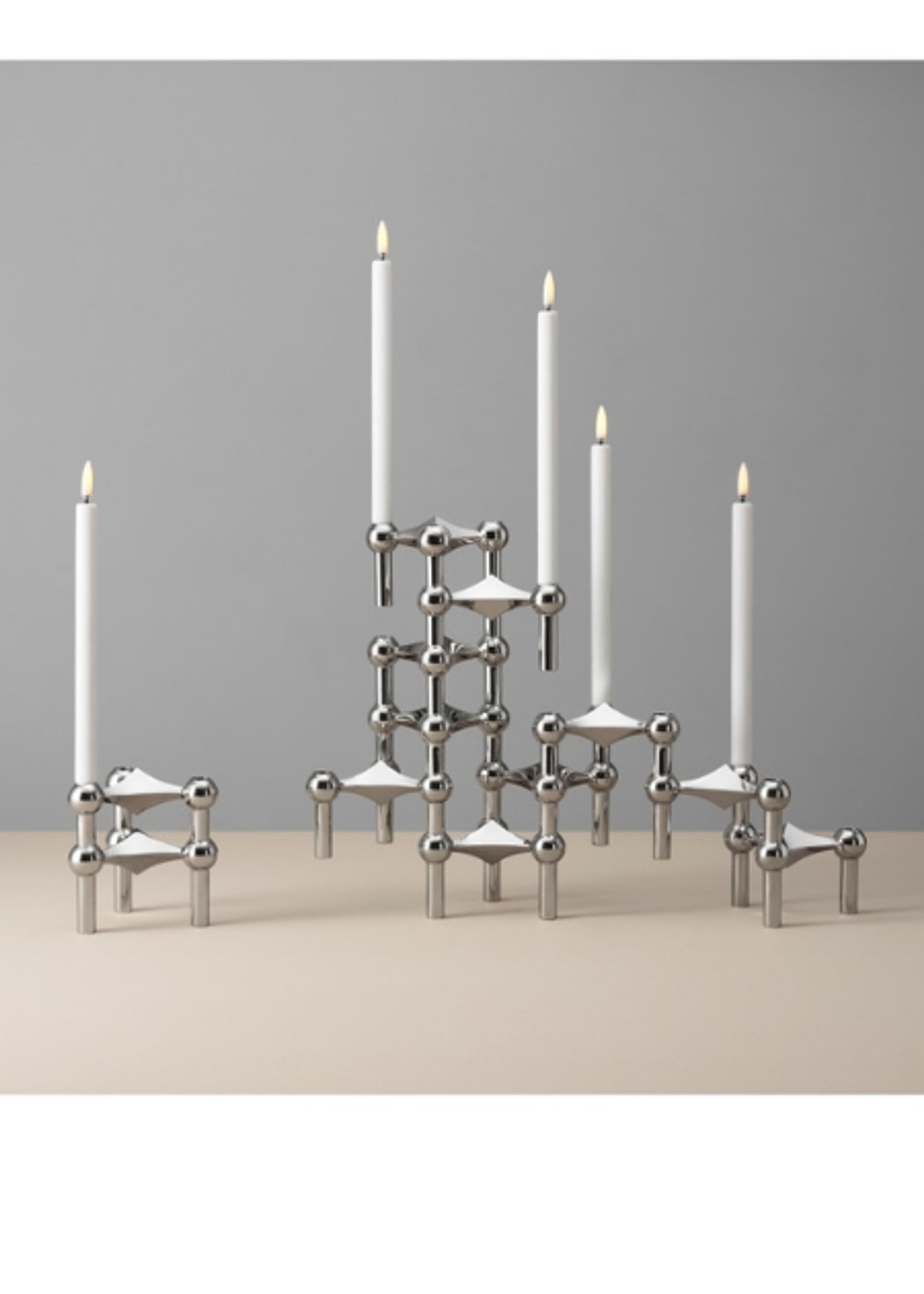 STOFF - Candles - LED Lys - Stoff Nagel - White - 2pcs