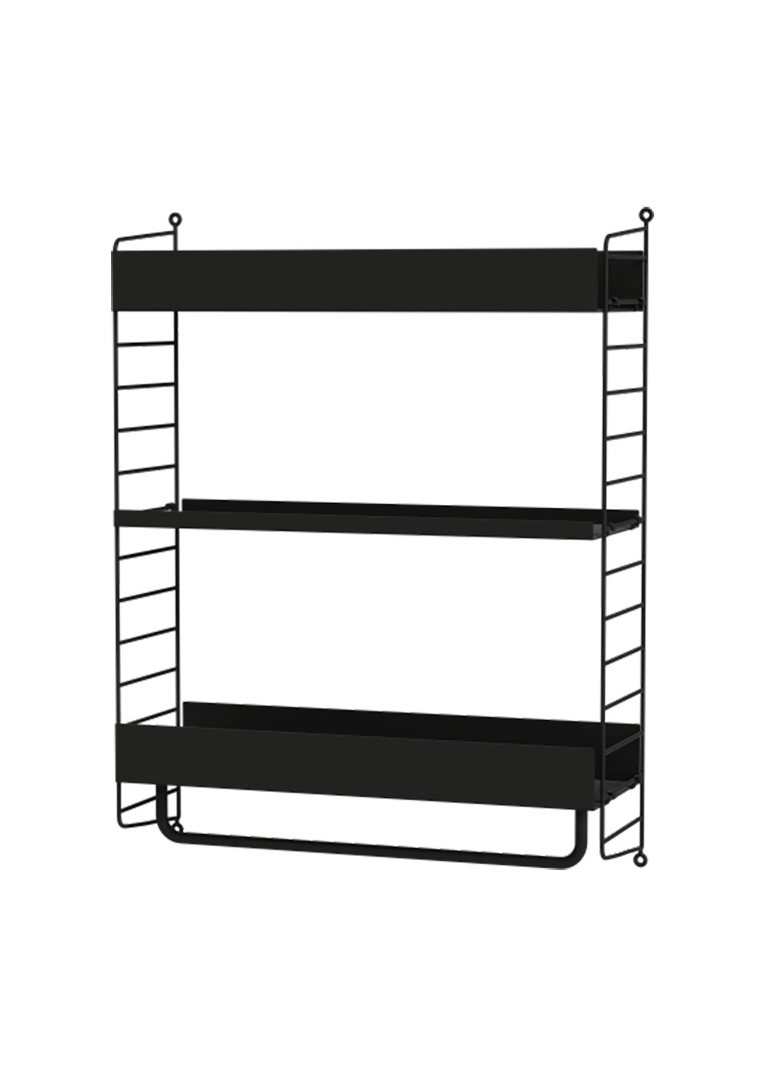String Furniture - Shelving system - Kitchen E - Black / Black