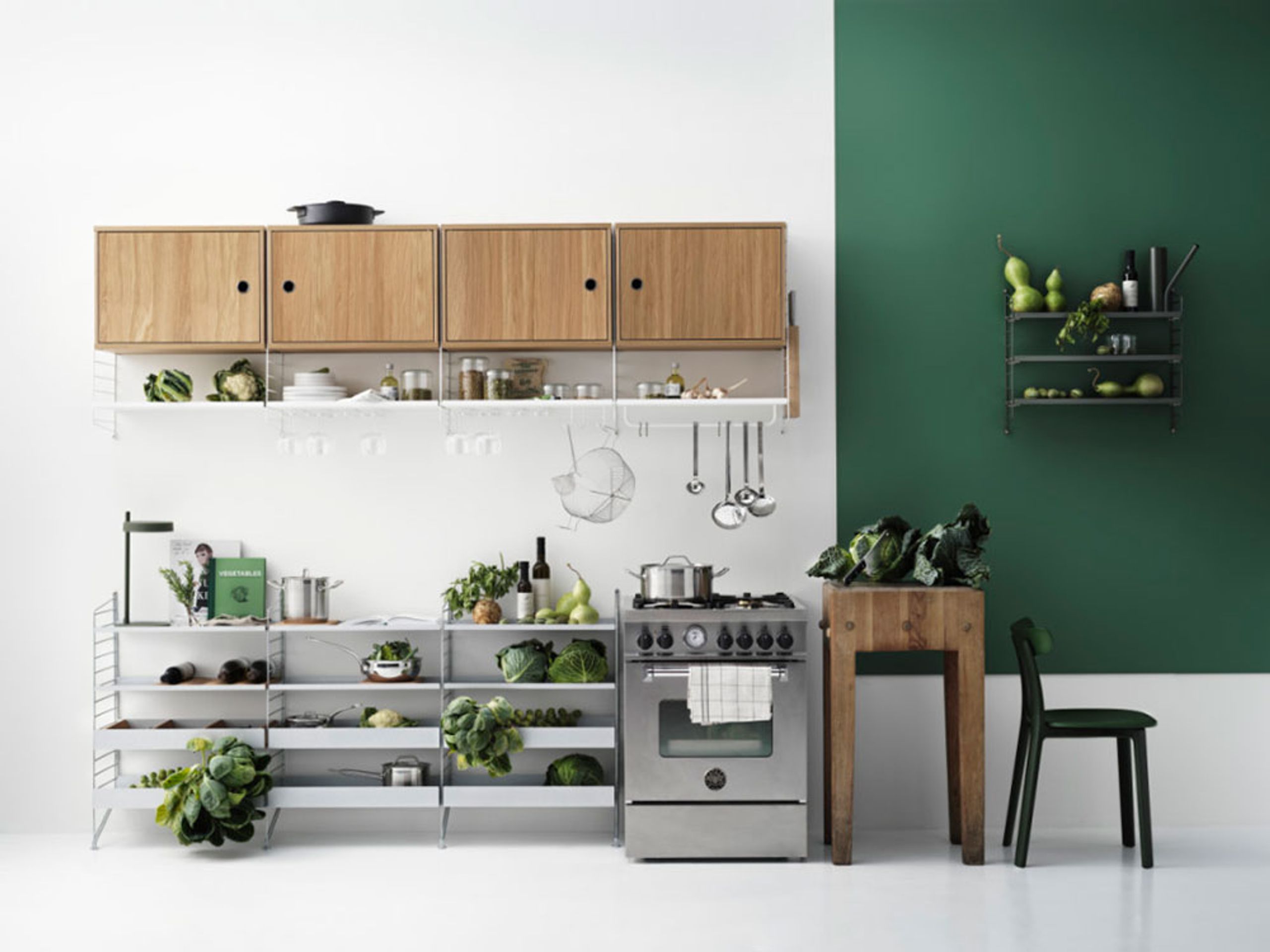 String Furniture - Shelving system - Kitchen K - Black / Black Stained Ash