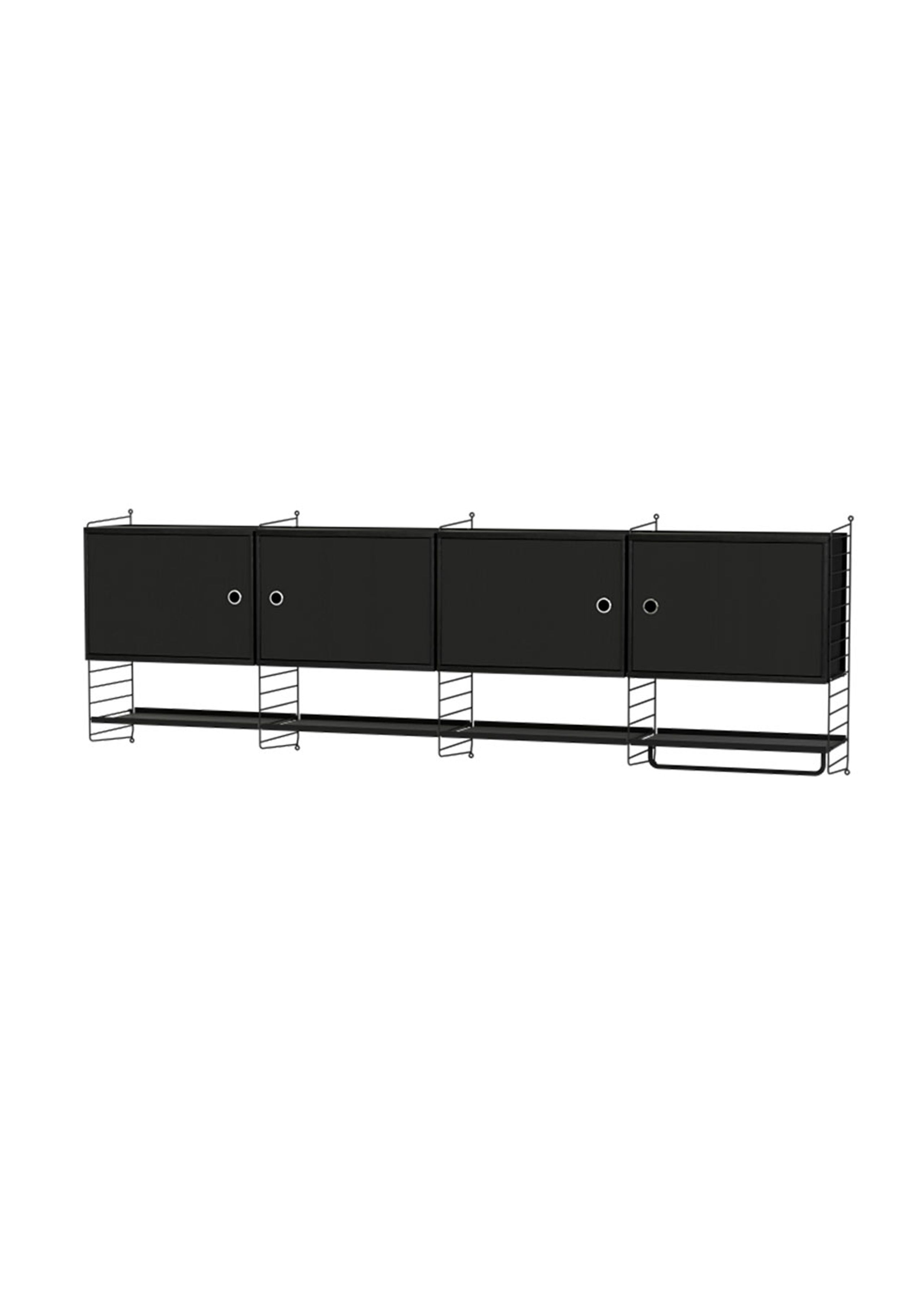 String Furniture - Shelving system - Kitchen K - Black / Black Stained Ash