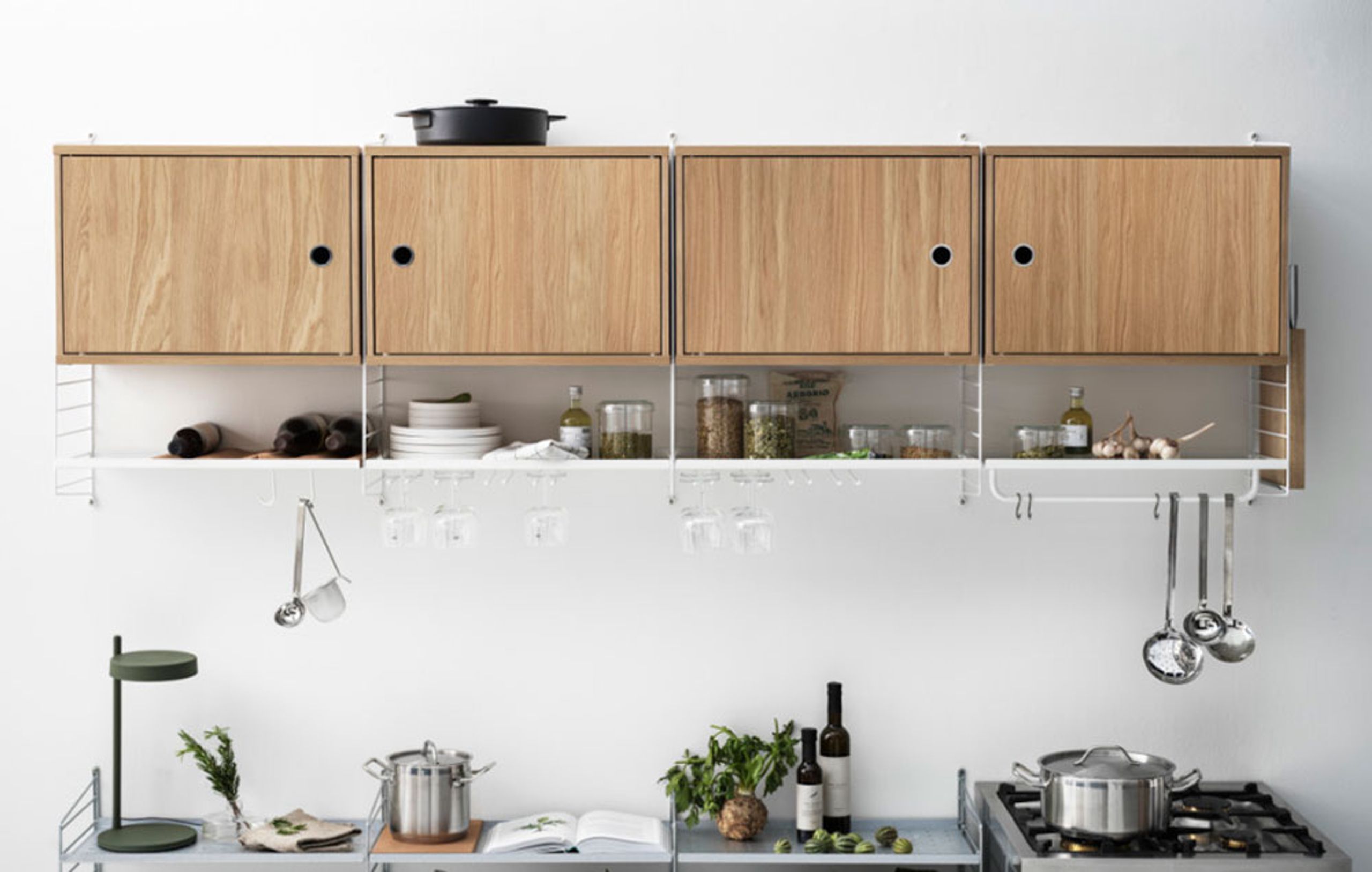 String Furniture - Shelving system - Kitchen K - Black / Black Stained Ash