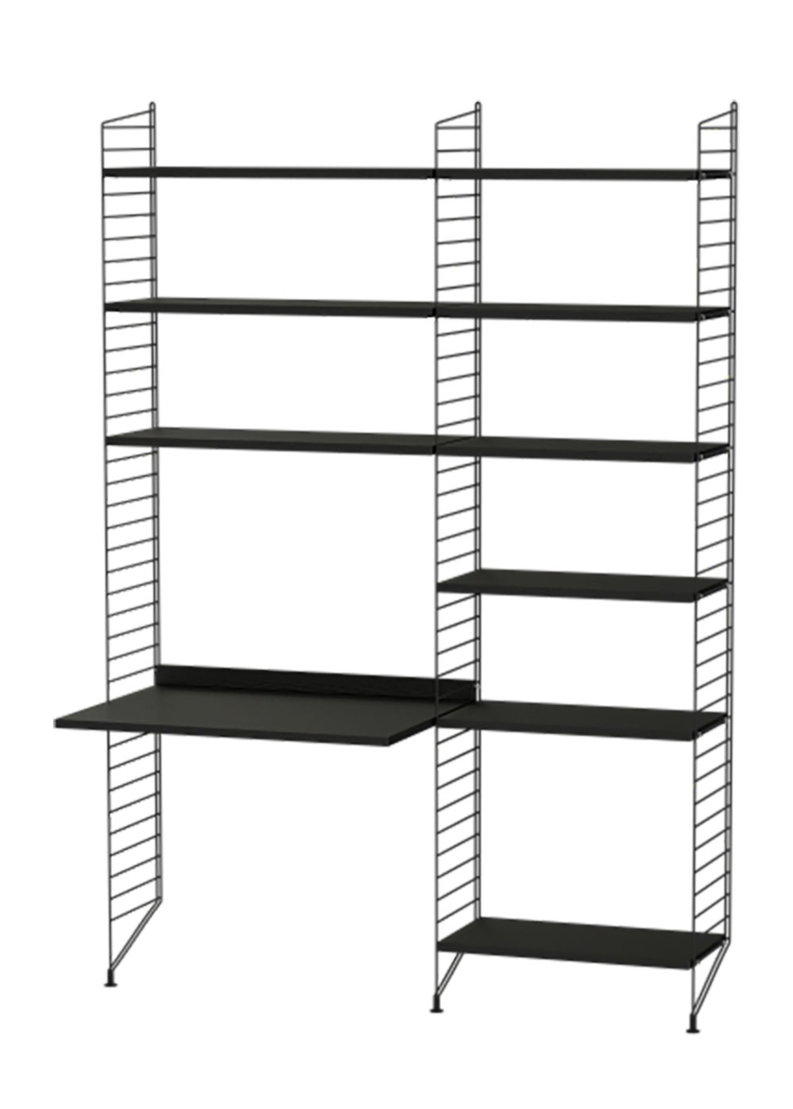 String Furniture - System półek - Workspace B - Black Stained Ash / Black