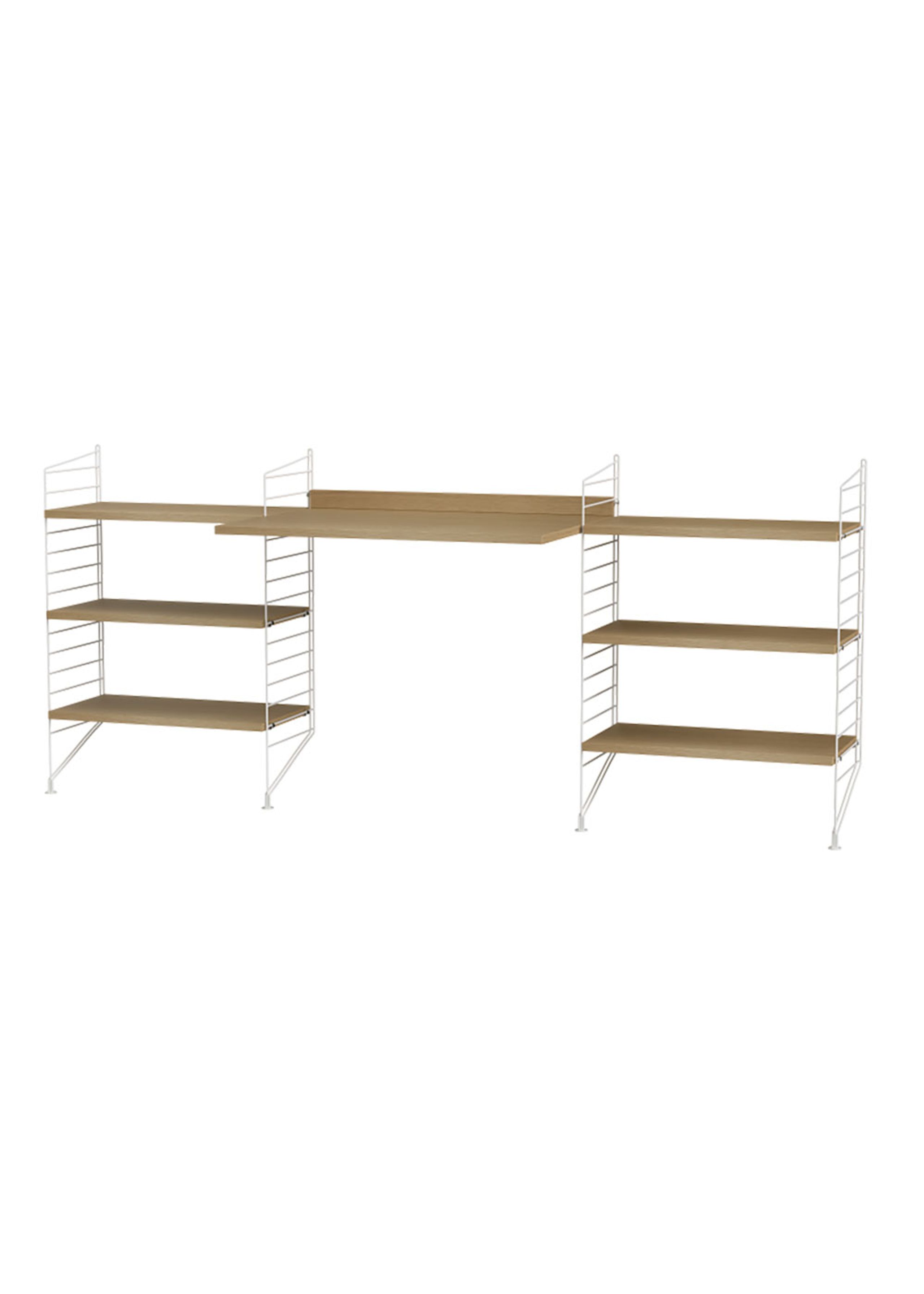 String Furniture - Sistema de estanterías - Workspace D - Oak / White
