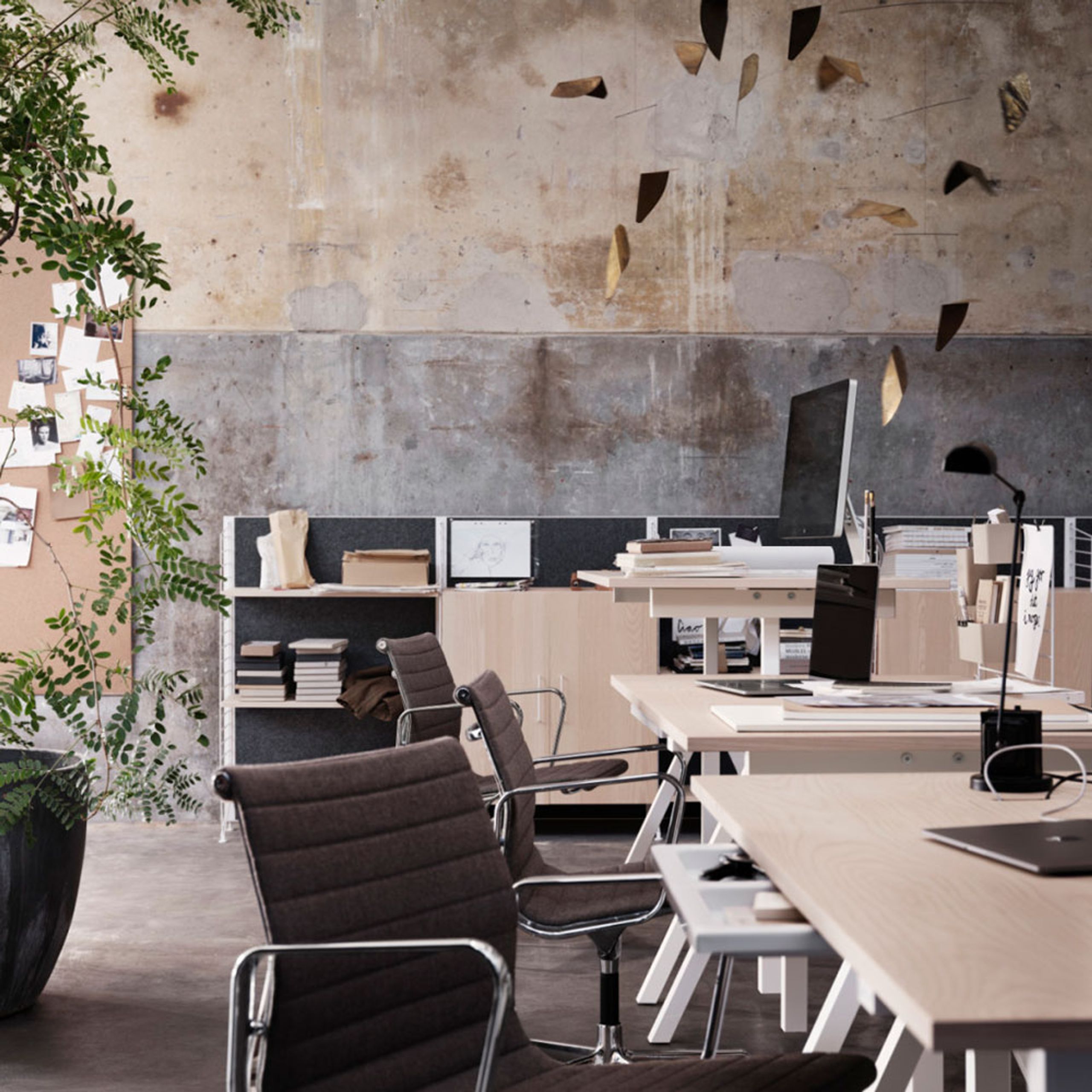 String Furniture - Shelving system - Workspace D - White / White