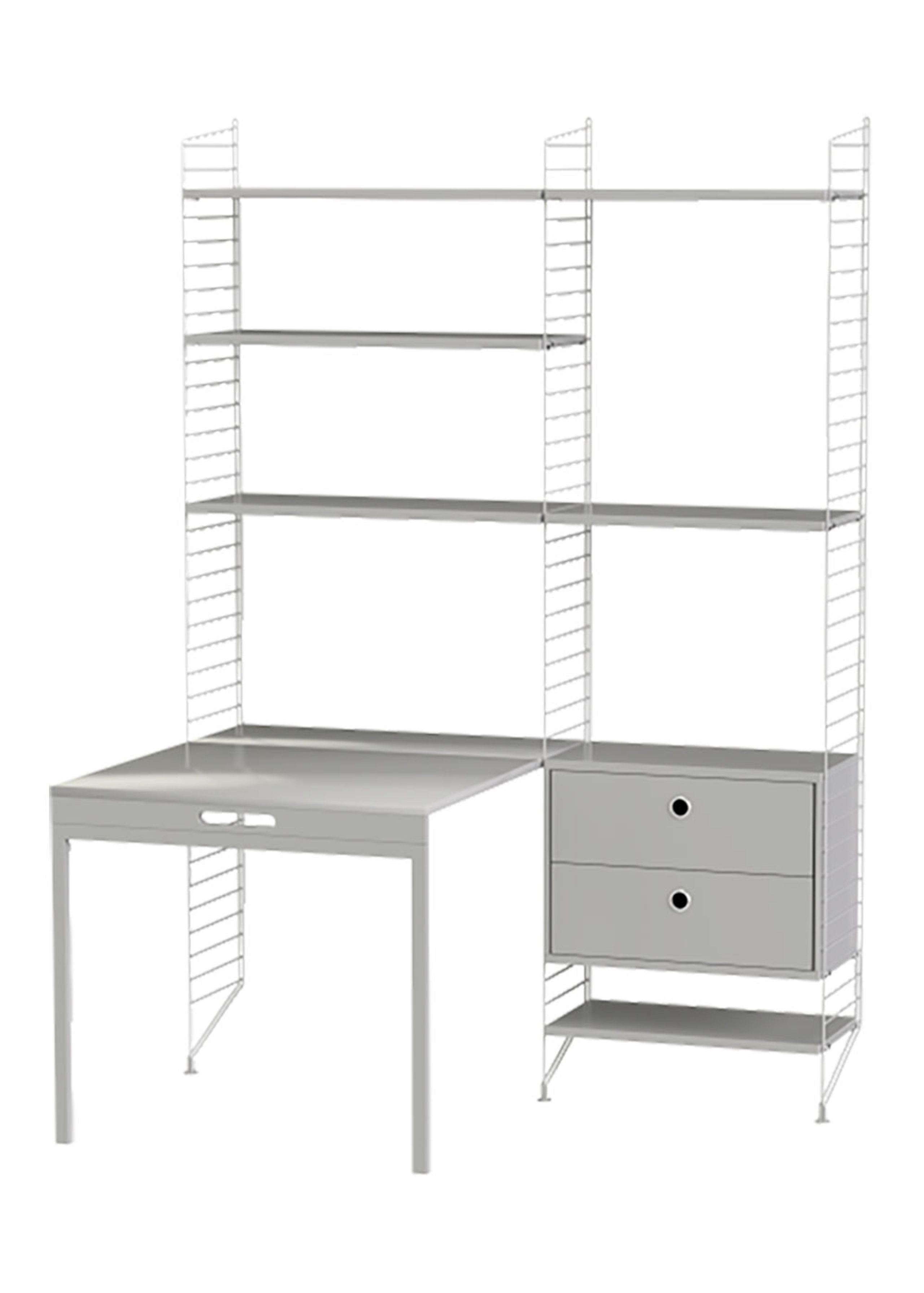 String Furniture - Sistema de estanterías - Workspace E - Grey / Grey