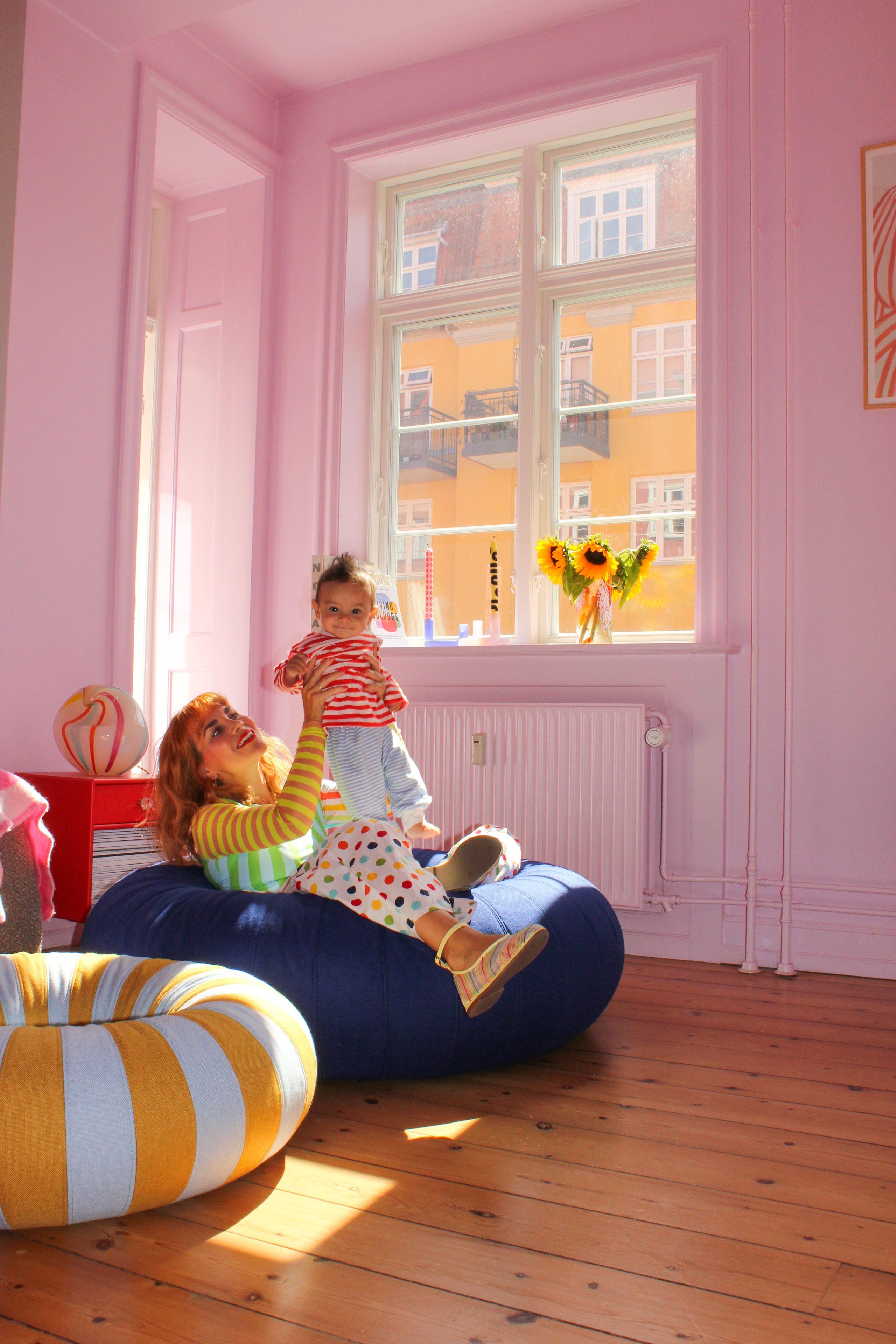 Studio About - Pouf - Float / By Mikkel Lang Mikkelsen - Blue/Ochre - Small