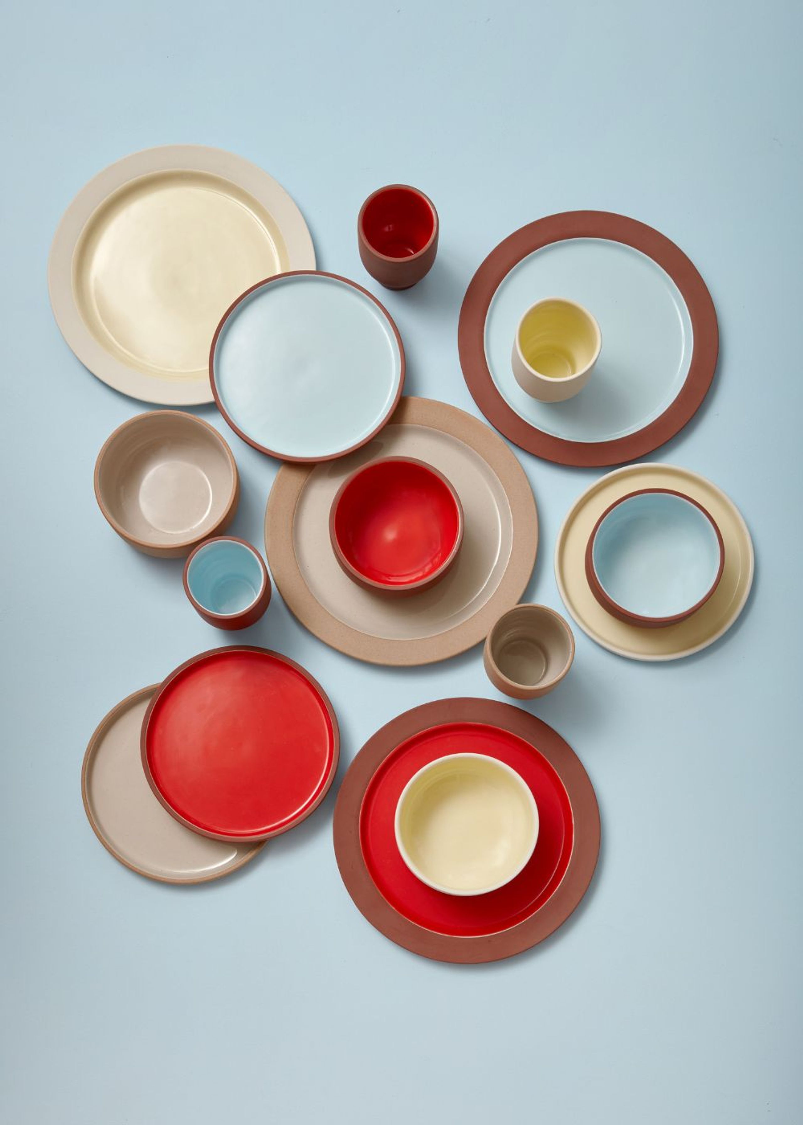 Studio About - Plate - Clayware Plate - Large - 2 pcs - Ivory/Yellow